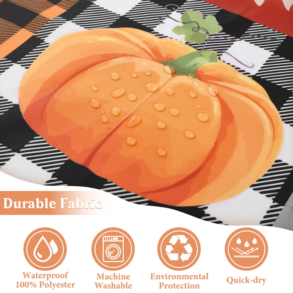 Ikfashoni Fall Shower Curtain with Hooks, Fall Decor for Home, Buffalo Plaid Pumpkin Waterproof Bathroom Curtains, 72"X72"