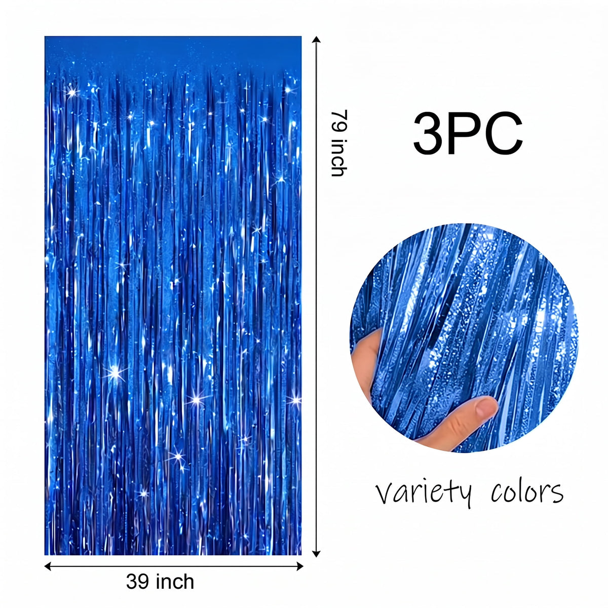 Sm:)e 2-Pack Light Bright Silver Foil Fringe Curtains for Events - Birthday, Wedding, Graduation, Christmas, Baby Shower, various festivals Decor Photo Booth Fun!