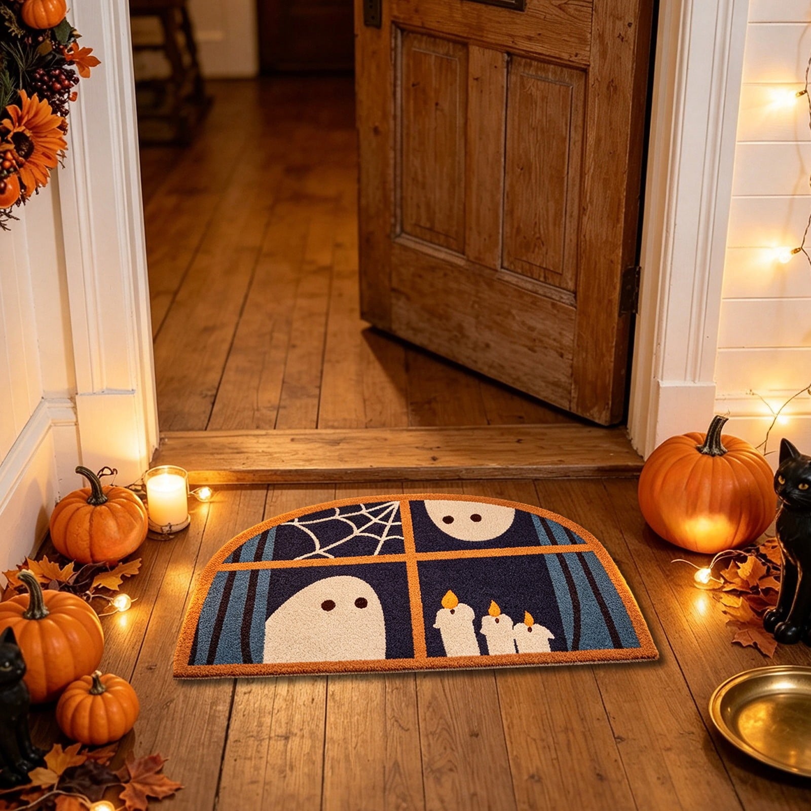 Yhmxh Halloween Bathroom Rugs, Halloween Pumpkin Bath Mats, Farmhouse Halloween Rugs for Bathroom Decorations for The Home, Holiday Cute Pumpkin Decor Non-Slip 15.7x23.6 Inches