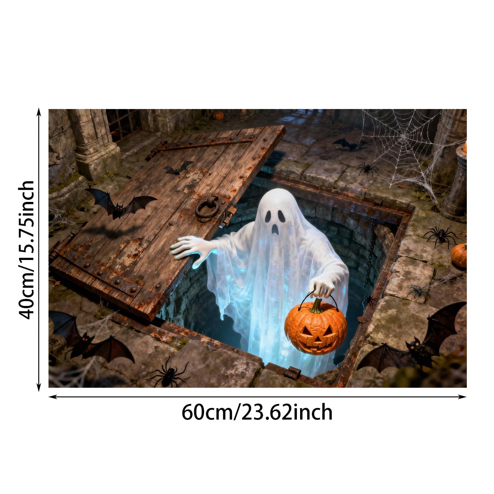 3D Optical Illusion Halloween Doormat Visual Trap Hole Design Non Velvet Entryway Rug Washable Floor Mat