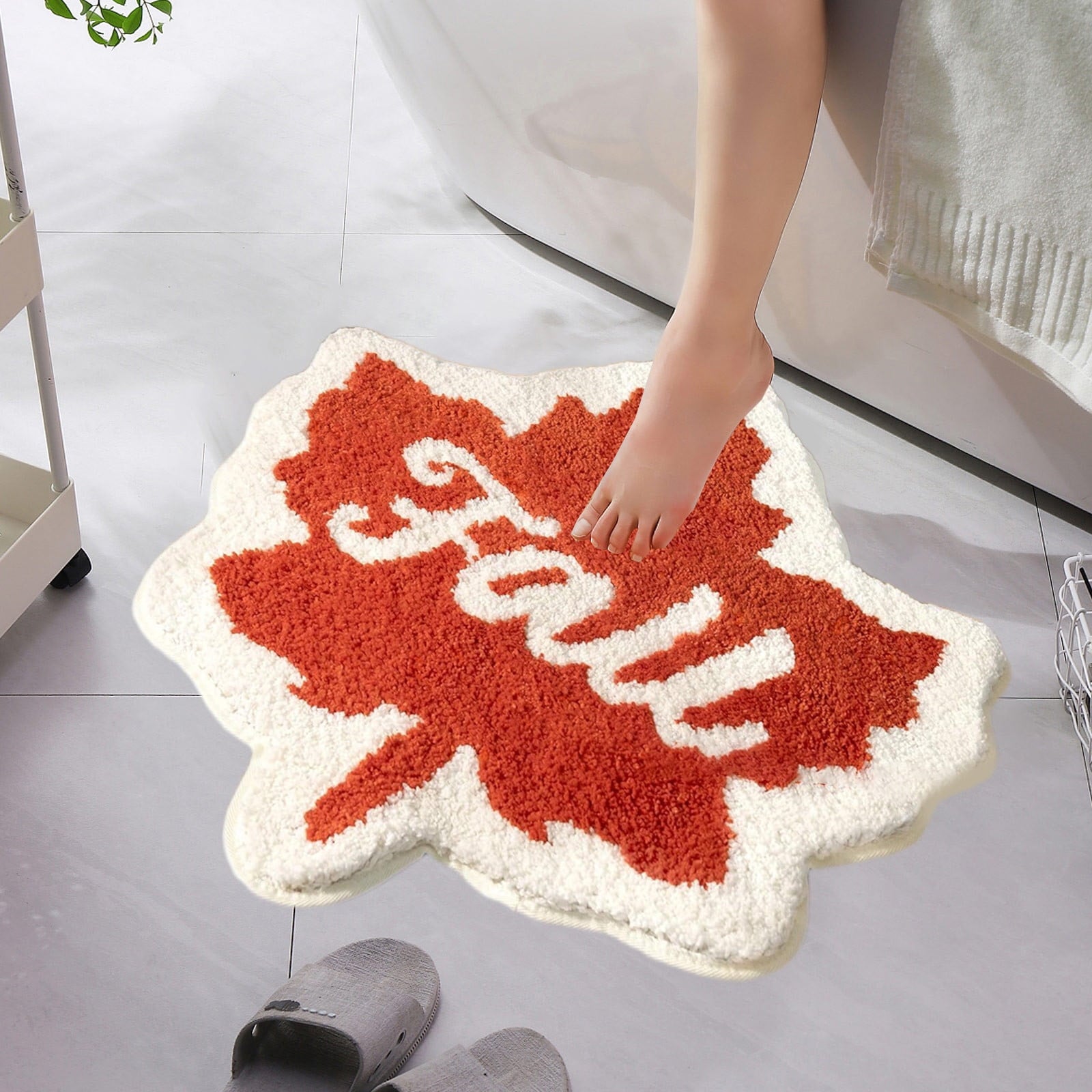 Fall Area Rug Maple Leaf Pumpkin Imitation Wool Mat 27.56x27.56in Polyester Skidproof & Soft for Living Room Bedroom Entryway Fall Doormat by MPOISVA