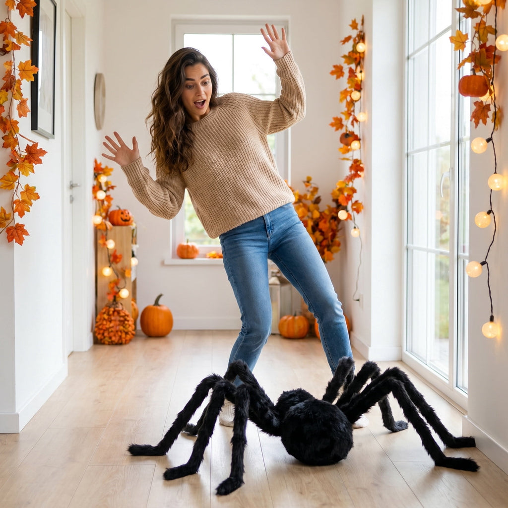 Diceymbol Halloween Animated Crawling Spider Sound Activated Light Up Floor Prop with Creepy Sounds for Party Bar Display 9 Inch