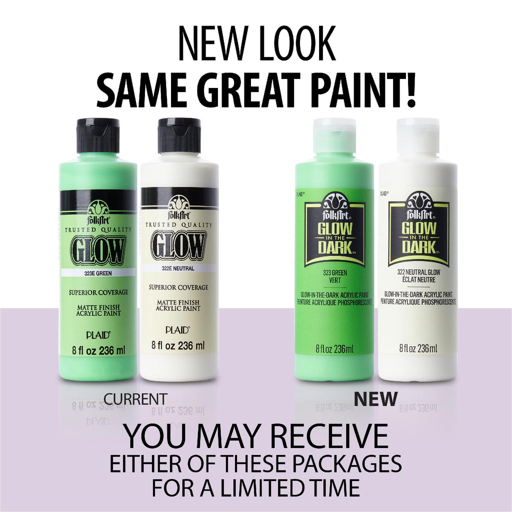 FolkArt Glow-in-the-Dark Acrylic Craft Paint, Matte Finish, Neutral, 2 fl oz