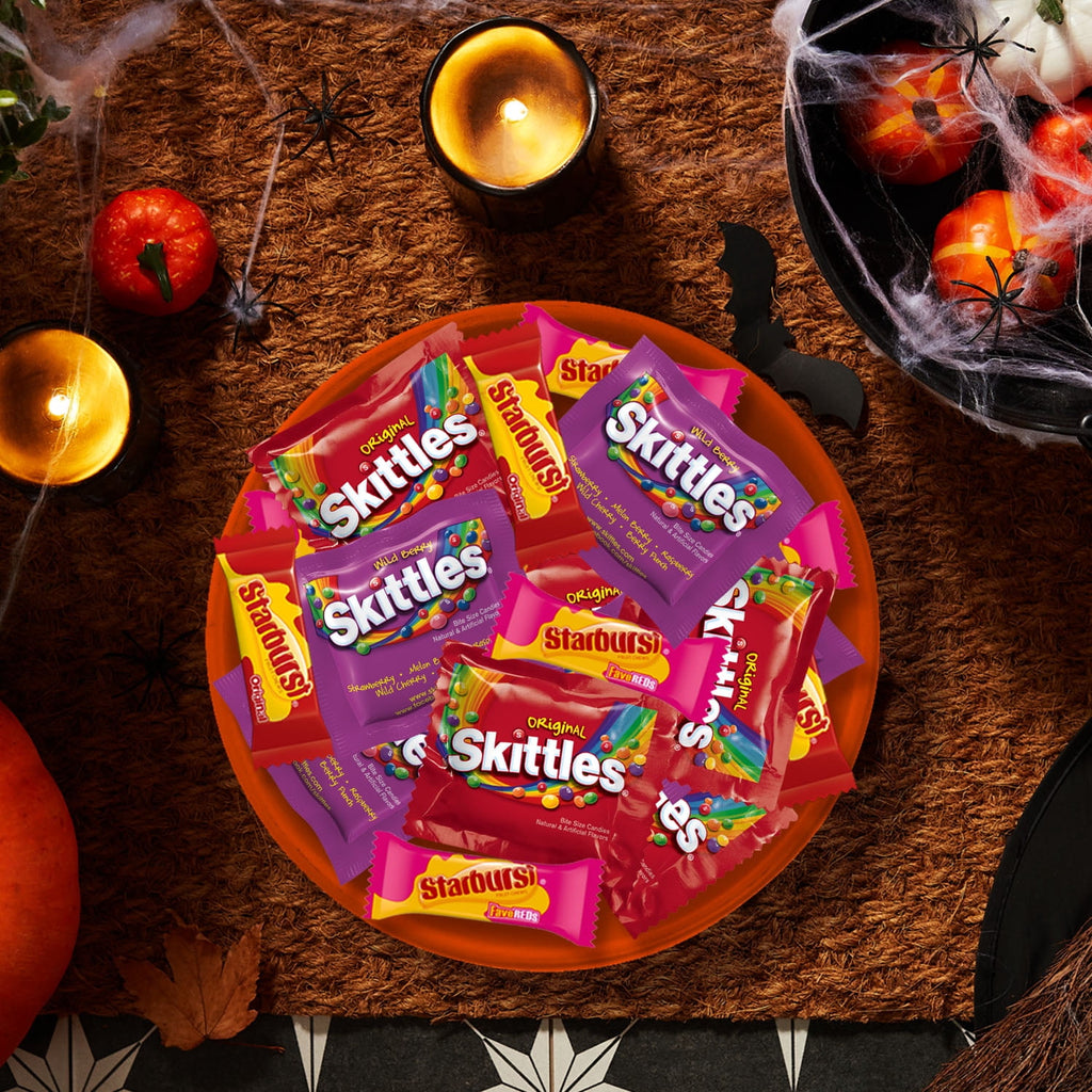 Skittles & Starburst Fun Size Chewy Halloween Candy Variety Pack - 105 Ct Bulk Bag