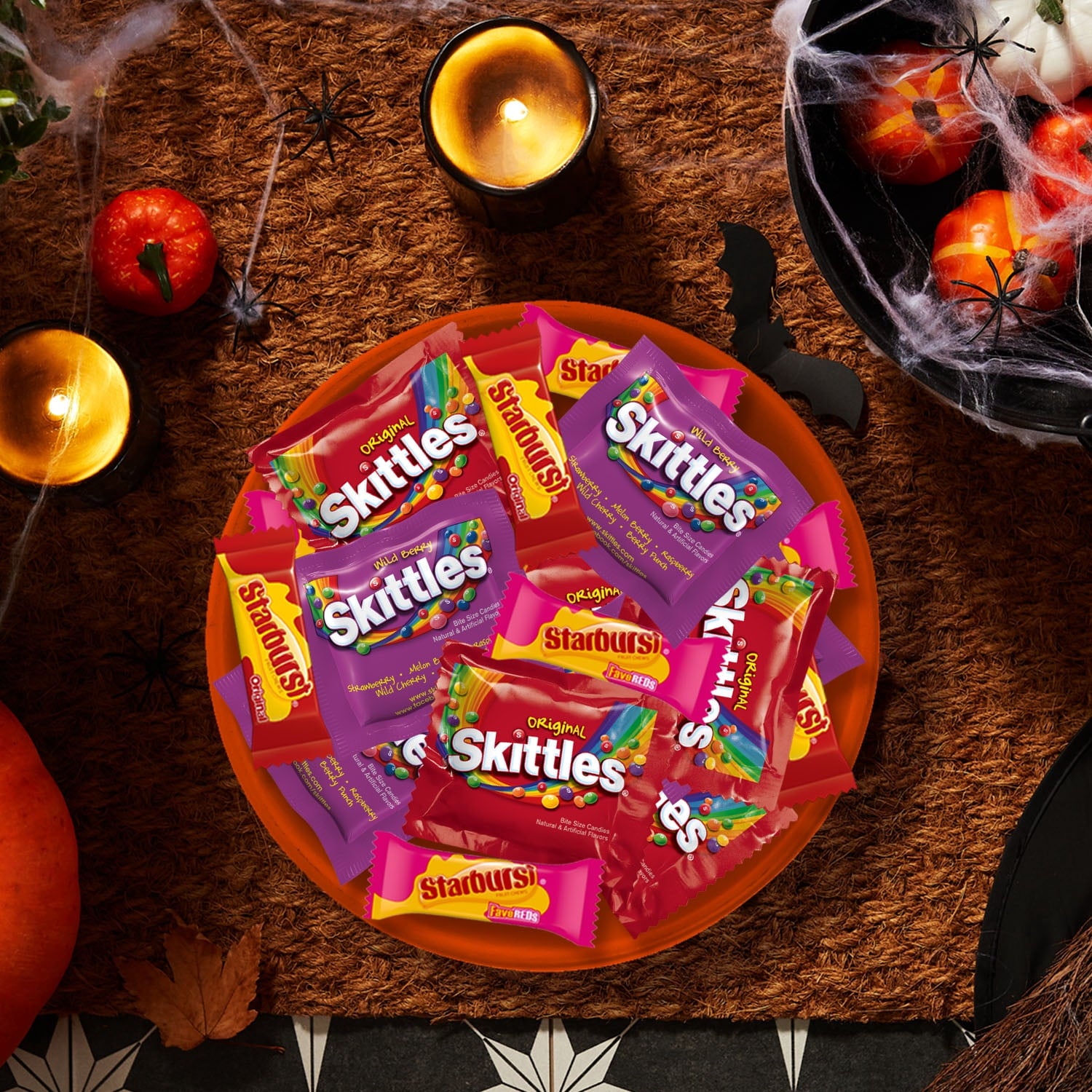 Skittles & Starburst Fun Size Chewy Halloween Candy Variety Pack - 105 Ct Bulk Bag