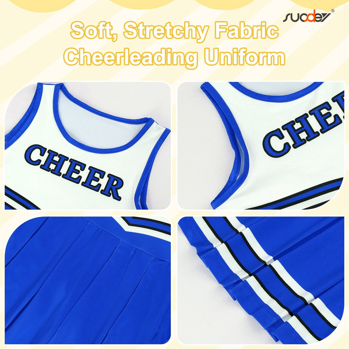 SUOSDEY Girls Cheerleader Costume Outfit Set,Kids Sleeveless Cheerleading Uniform for Party Birthday Halloween
