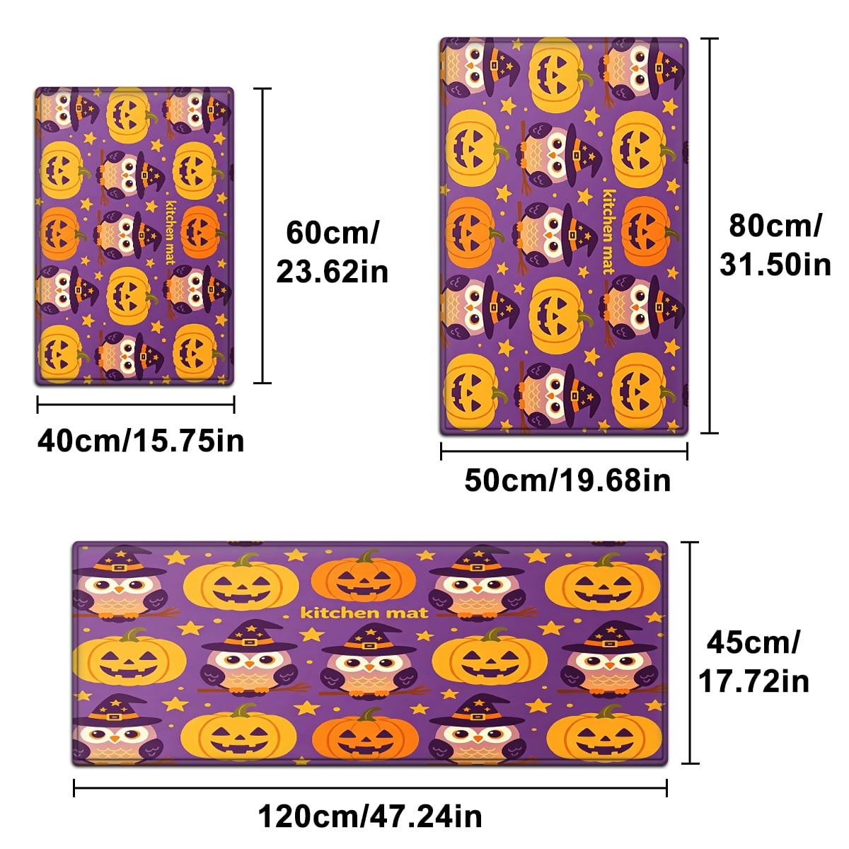 CCTFS Halloween Pumpkin Bat Candy 1Pc Flannel Mat and Kitchen Rugs,Soft Non-slip,Perfect for Home Bathroom