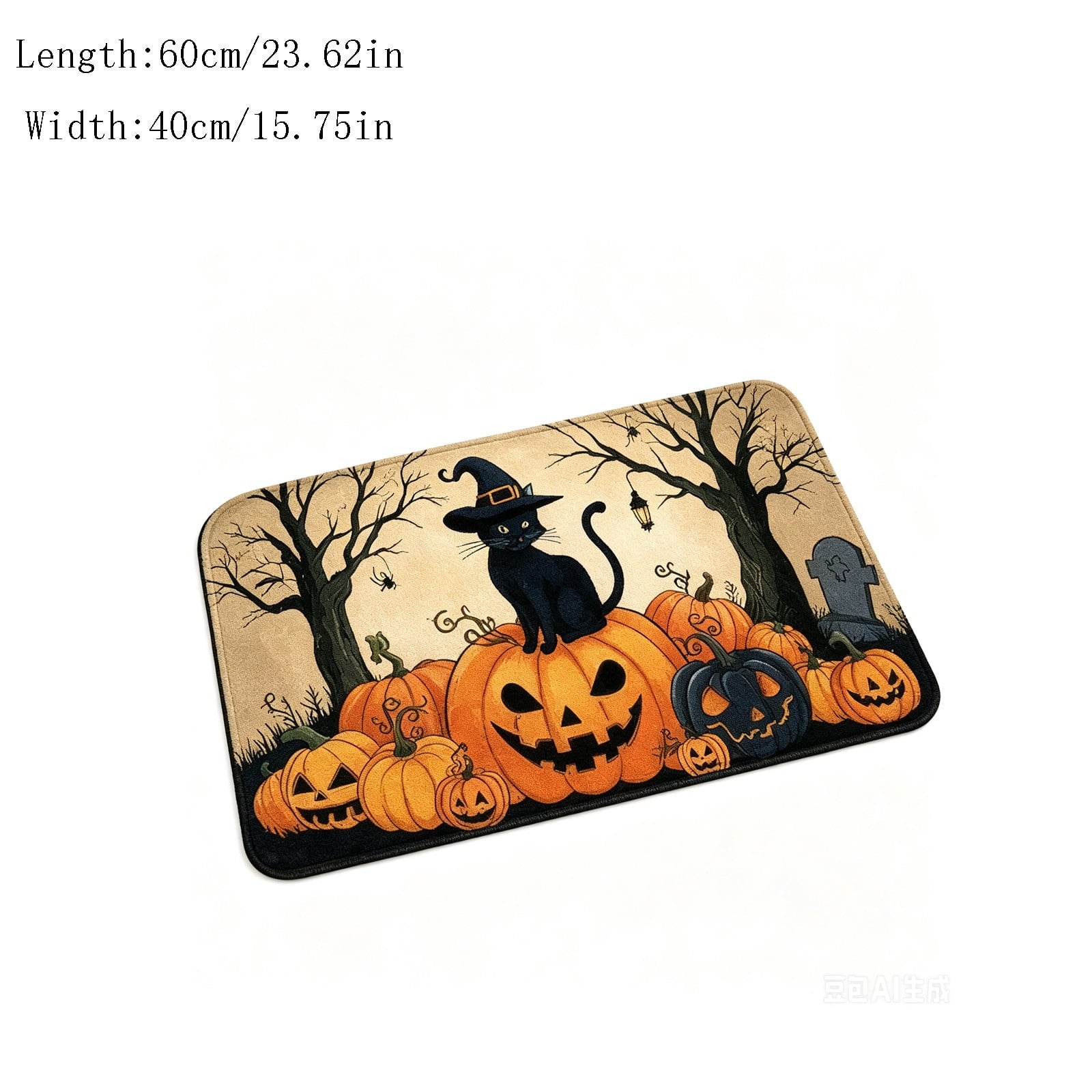 WWC Halloween Door Mat, 32x20 inch Halloween Decor Thick Non Slip Ghost doormat, Entryway Rug for Fall Party Indoor Outdoor Front Porch