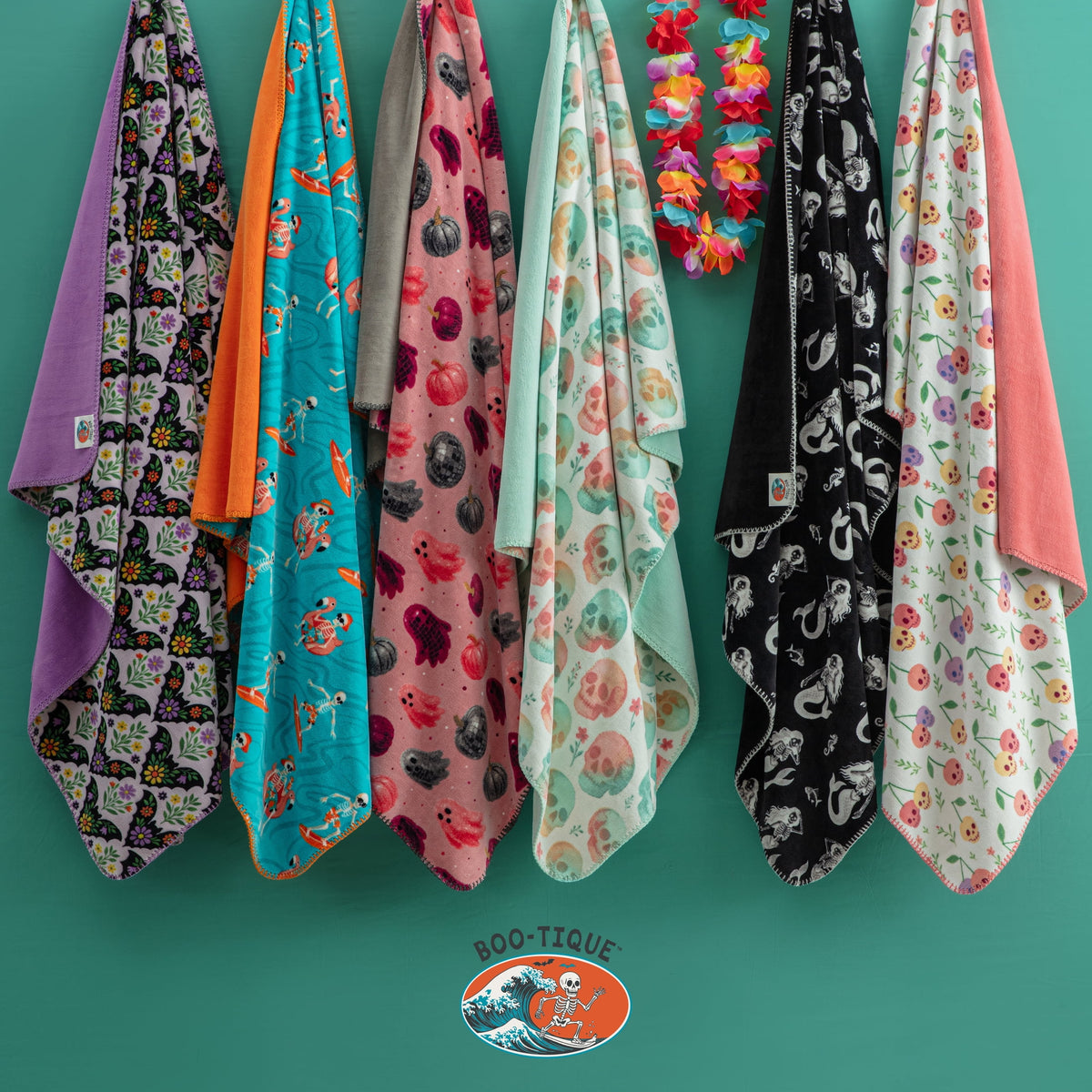 Boo-tique Soft Throw Blanket, Plush Fleece Blanket, Halloween Mermaids, Black, 50" x 72"