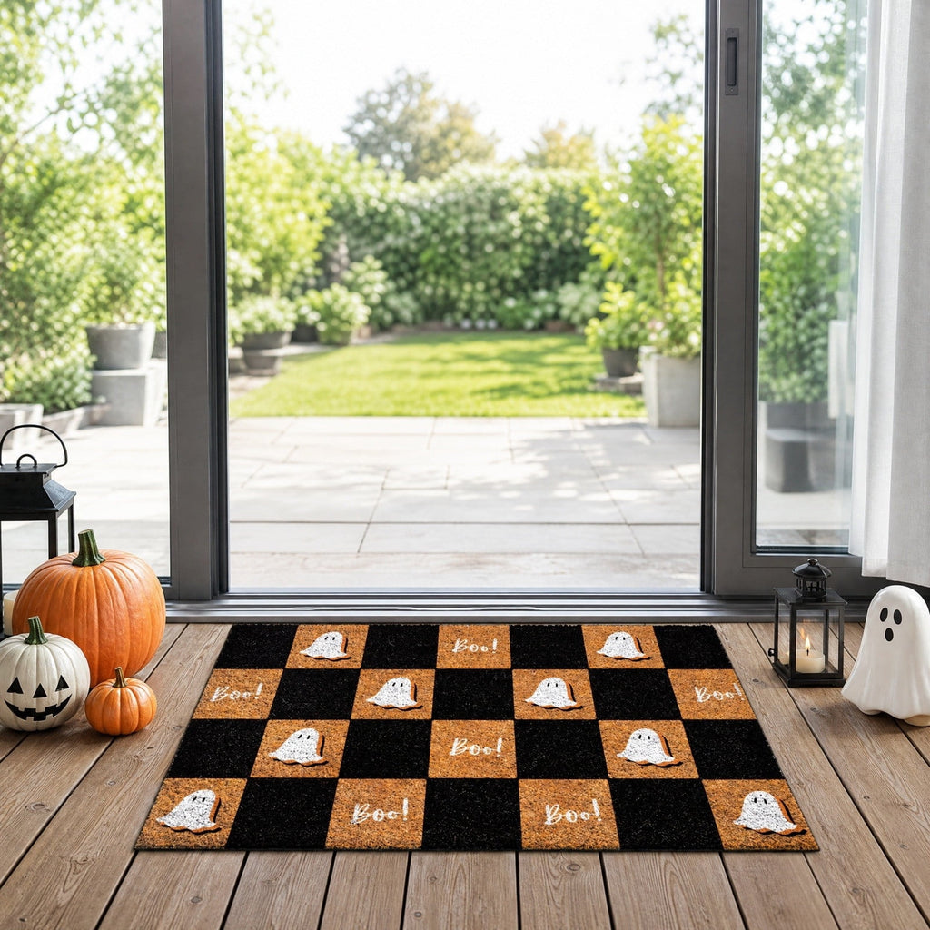 Halloween Door Mat,Halloween Rug,Halloween Porch Decor,Welcome Front Doormat Linen Rubber Layered Mats Nonslip Washable Halloween Decor For Front Porch Entryway