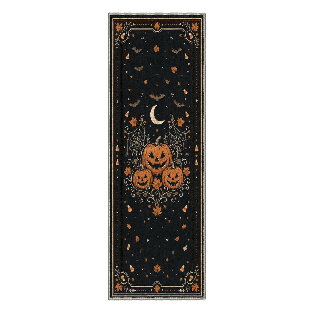 GENIMO 2'x7' Halloween Runner Rug, Washable Non Slip Soft Vintage Witch Indoor Outdoor Hallway Runner for Porch Patio Kitchen Entryway, Vintage Black