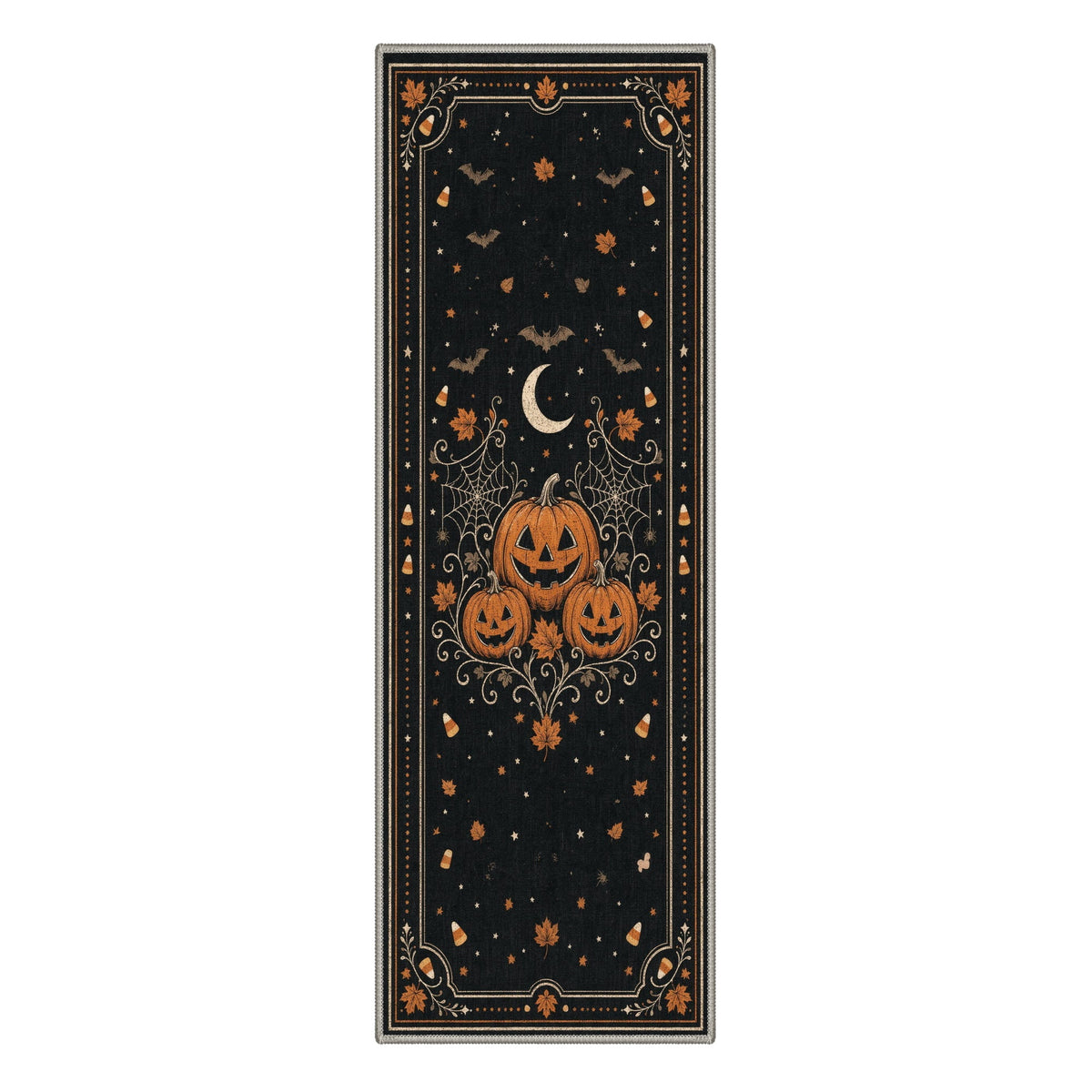 GENIMO 2'x7' Halloween Runner Rug, Washable Non Slip Soft Vintage Witch Indoor Outdoor Hallway Runner for Porch Patio Kitchen Entryway, Vintage Black
