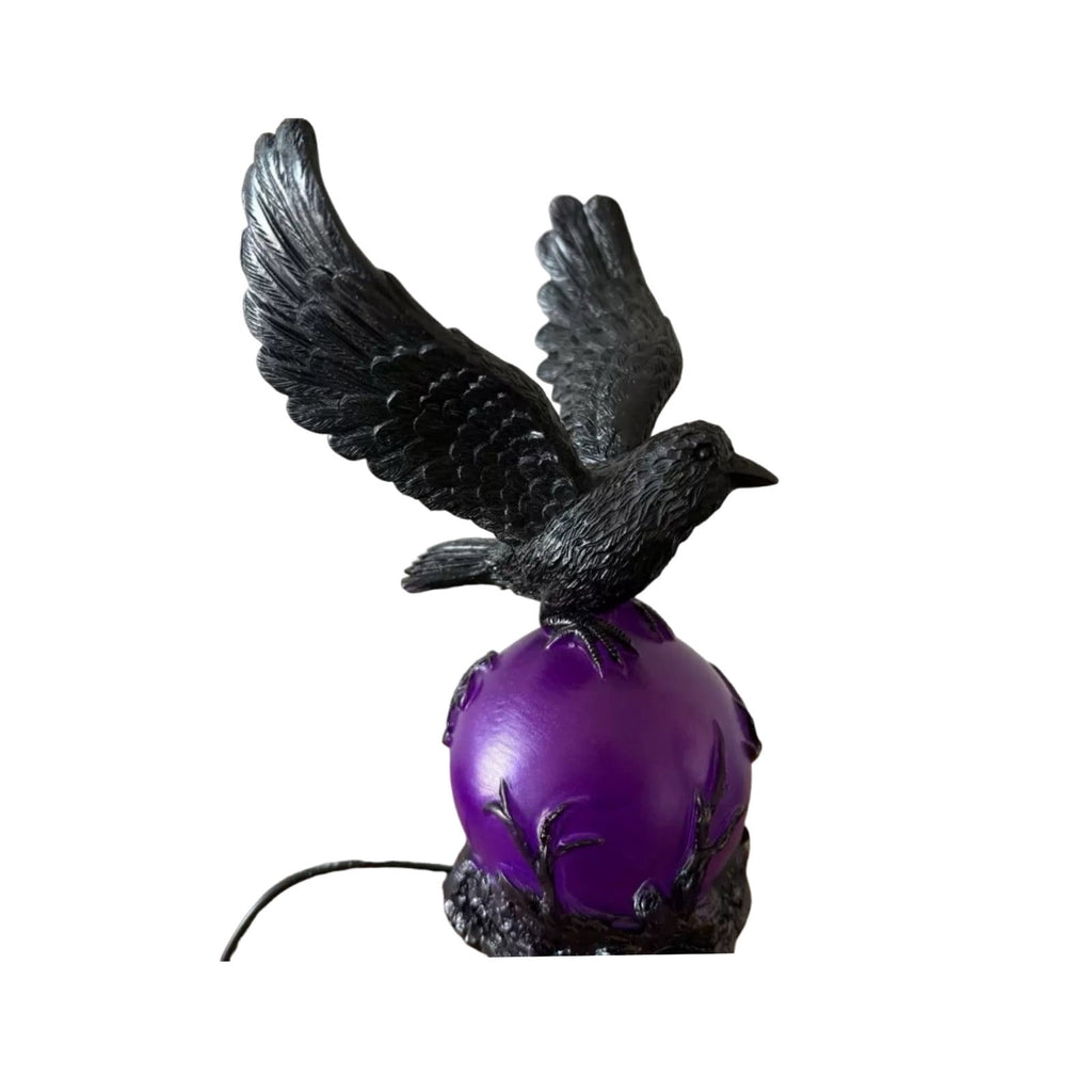 Gothic Mysterious Crow LED Light Luminous Sculpture, Resin Gothic Home Decor Accent, Raven Lamp for Halloween Gift, Bedroom Bedside, Living Room