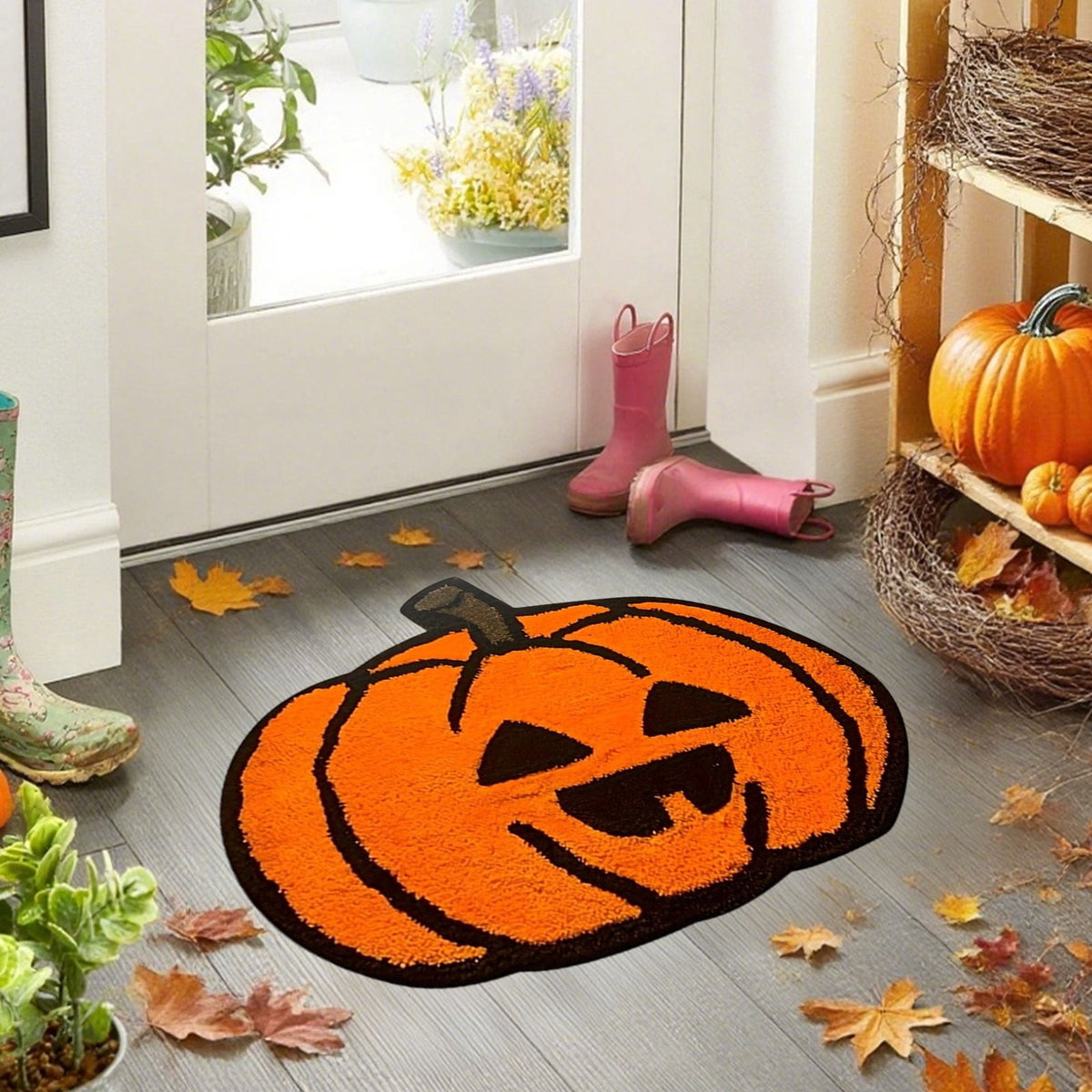 Xuniizn Halloween Mat, 16X24" Velvet Halloween Door Mat for Outside Entrance, Spooky Halloween Rug for Outdoor & Indoor, Non Slip Washable Halloween Doormat, Halloween Bathroom Decor