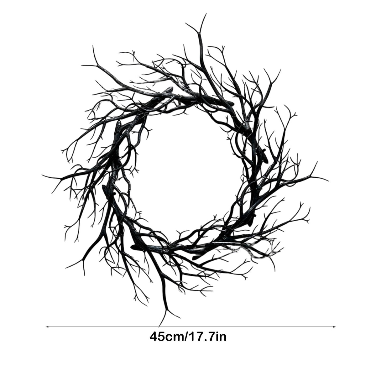 Boovnll Halloween Wreath, 18" Horror & Novelty Handmade Black Twig Glitter Bats Halloween Wreaths for Front Door Fireplace Wall Porch Party Decor, Halloween Decorations