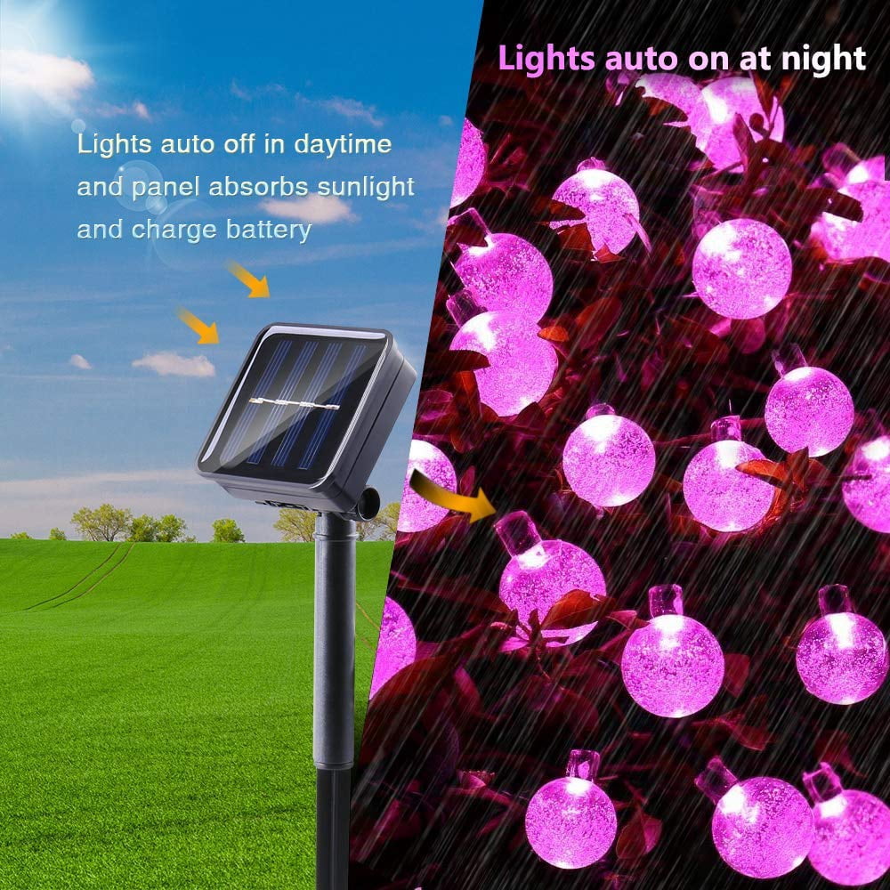 LINLIN Solar Crystal Ball String Lights,Waterproof LED Bubble Globe Solar Fairy Lights 8 Mode Ball String Lights for Bistro Garden Yard Home Party Wedding Christmas Decoration