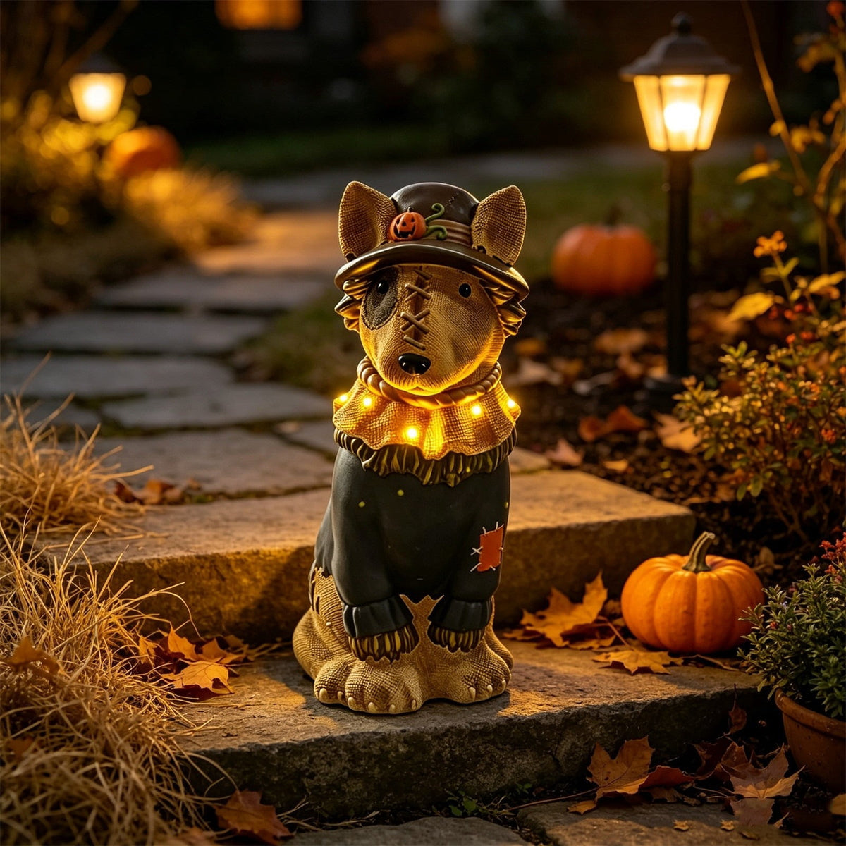 Clearance Halloween Schnauzer Bat Figurine with Ghost Bucket, 8 inch Resin Cute Dog Gifts Tabletop Decor