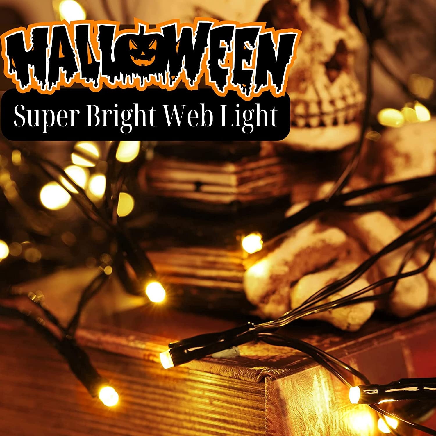 PMMIPNW Halloween Light Spider Web Lights 70 LED, Halloween String Lights Battery Operated with 8 Modes, Retro Haunted for Bedroom, Bar, Haunted House, Wall Halloween Decoration, Purple
