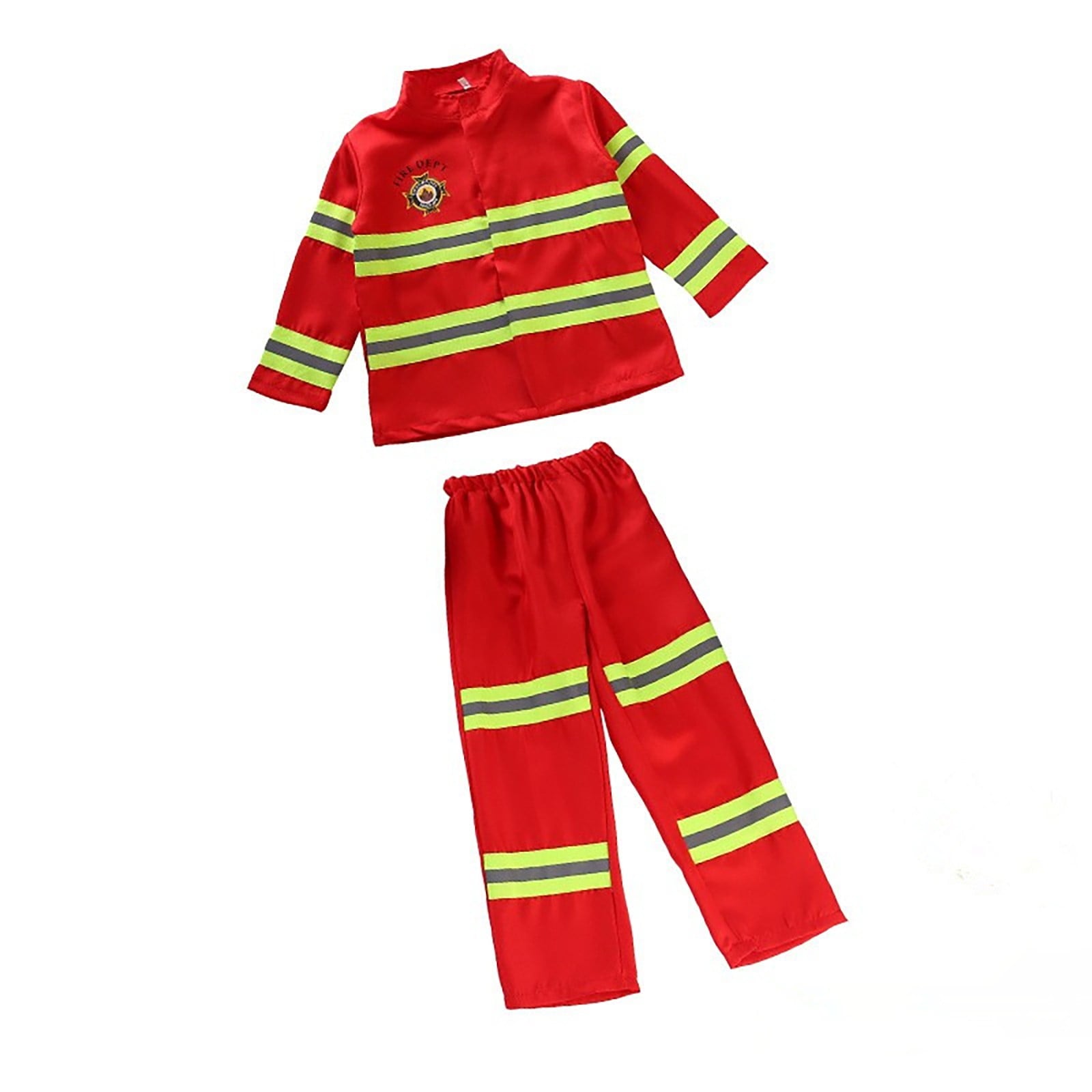 LIIPEE Boys Fireman Costumes Kids Fancy Dress Up With Accessories Clothes 7 Piece Party Outfits,18-24 Months