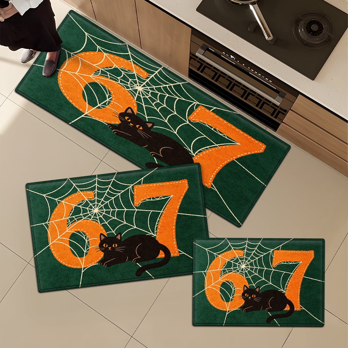 CCTFS Halloween Skeletons Holding Hot Drinks Household 1Pc Flannel Mat and Kitchen Rugs,Soft Non-slip for Bedroom Entryway