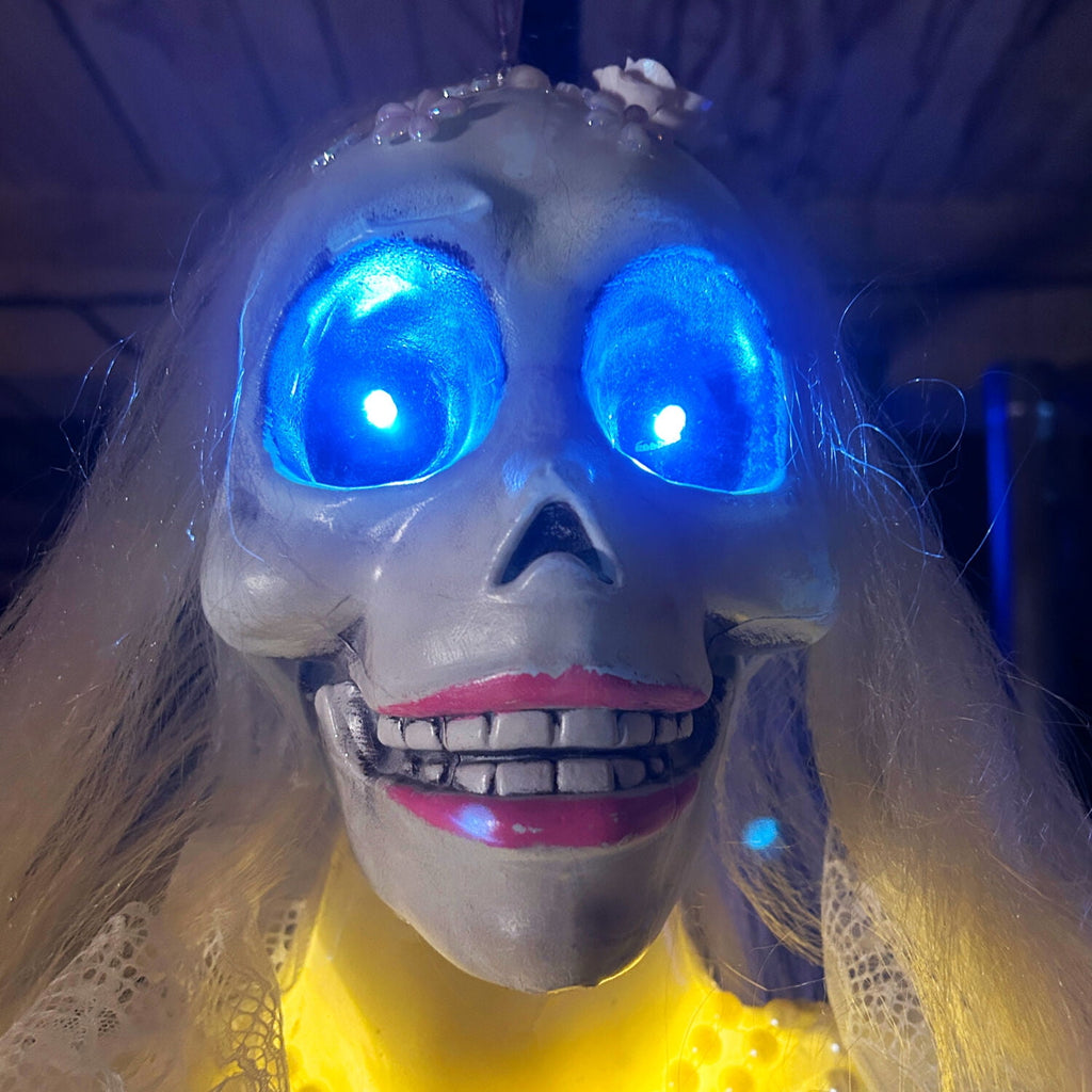 Haunted Hill Farm 5 ft Touch-Activated Animated Hanging Spinning Bride Halloween Animatronic, HHBRIDE-9HLSA