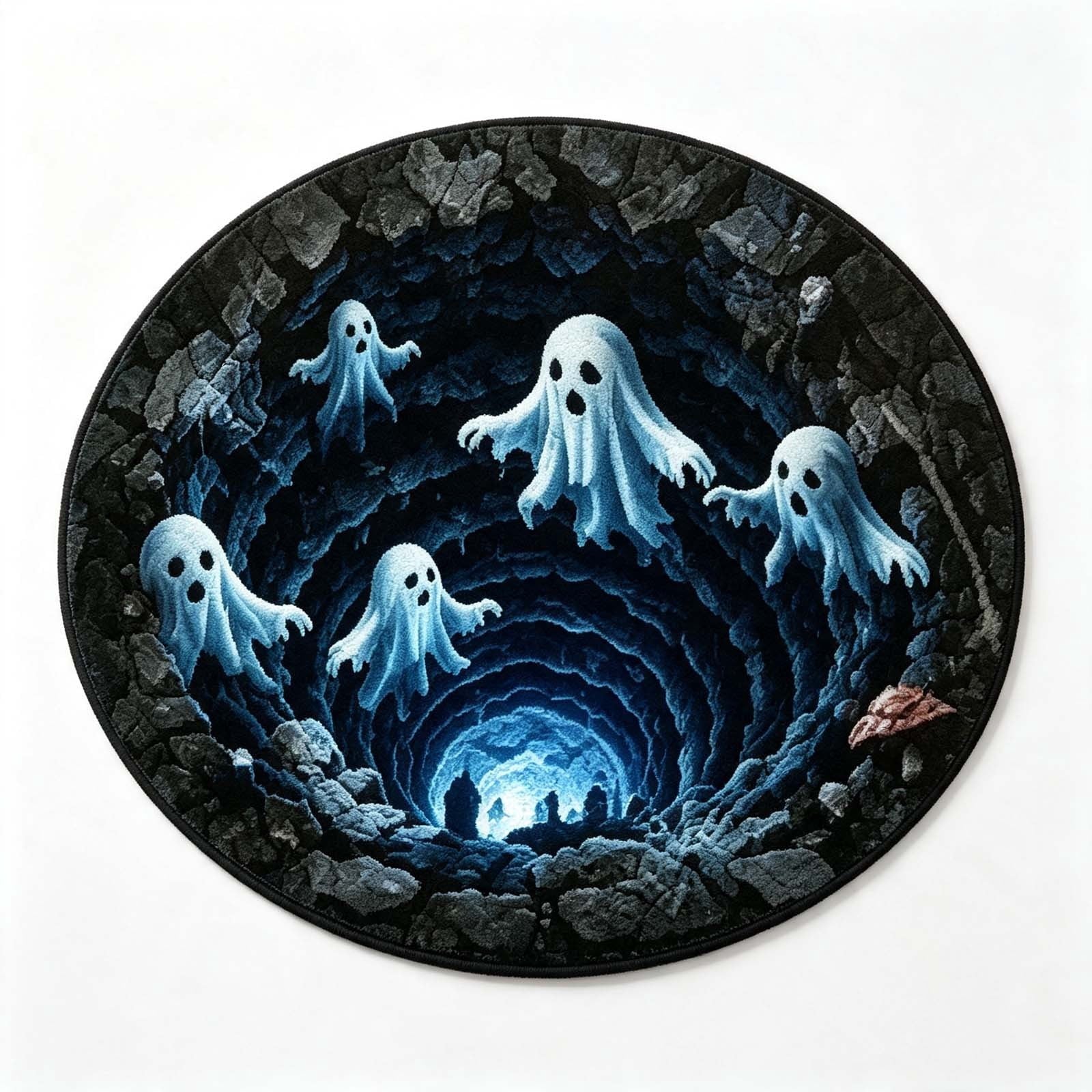 3D Halloween Round Rug, Illusion Halloween Round Mat, Funny Rug with Non-Slip Soft Visual Effect Door Mat for Living Room Indoor Decor