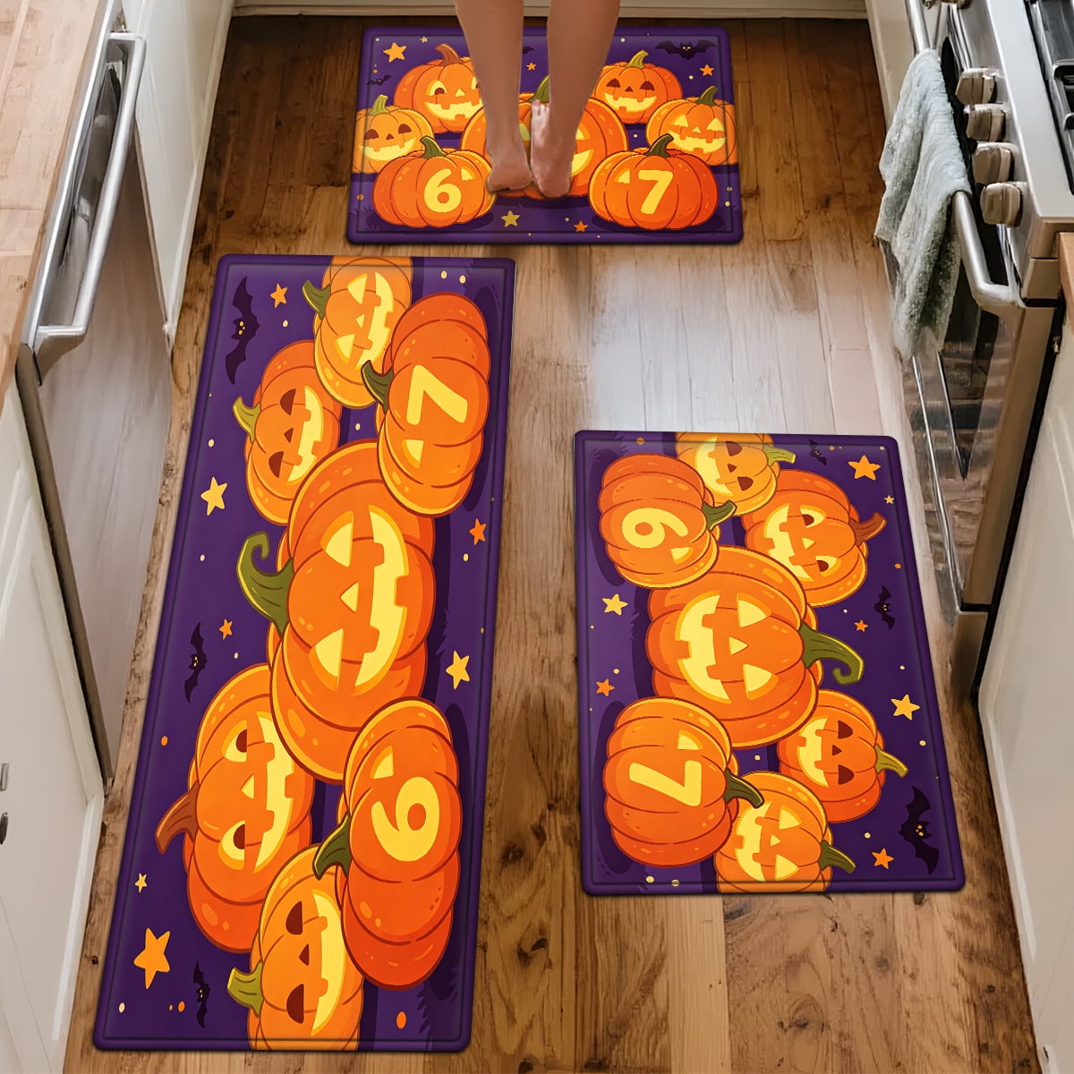 CCTFS Halloween Skeletons Holding Hot Drinks Household 1Pc Flannel Mat and Kitchen Rugs,Soft Non-slip for Bedroom Entryway