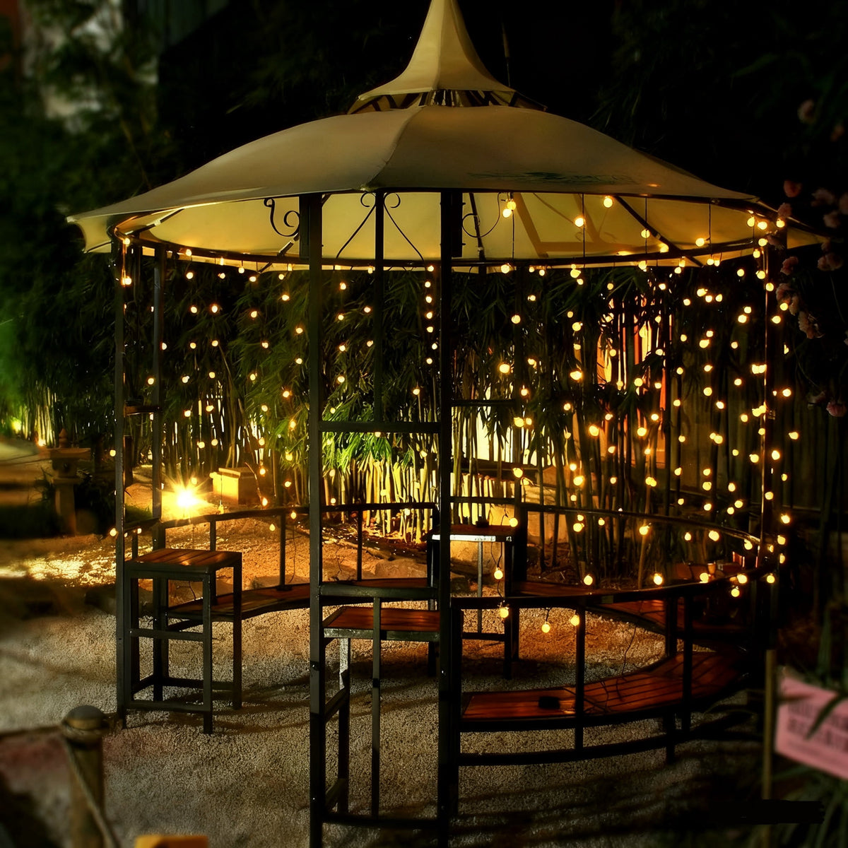 Toodour Solar String Lights Outdoor, 35.6ft 60 LED Waterproof Solar Powered Globe Patio Lights with 8 Modes for Garden Home Gazebo Yard Decorations (Warm White)