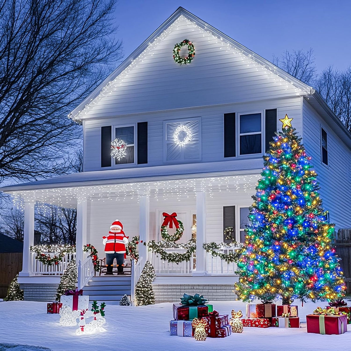 JMEXSUSS 200 LED Christmas Lights Indoor Outdoor, Connectable Warm White Christmas Tree Lights Clear Wire, 66 Ft Twinkle Fairy String Lights Plug in for Bedroom Wedding Christmas Tree Decorations