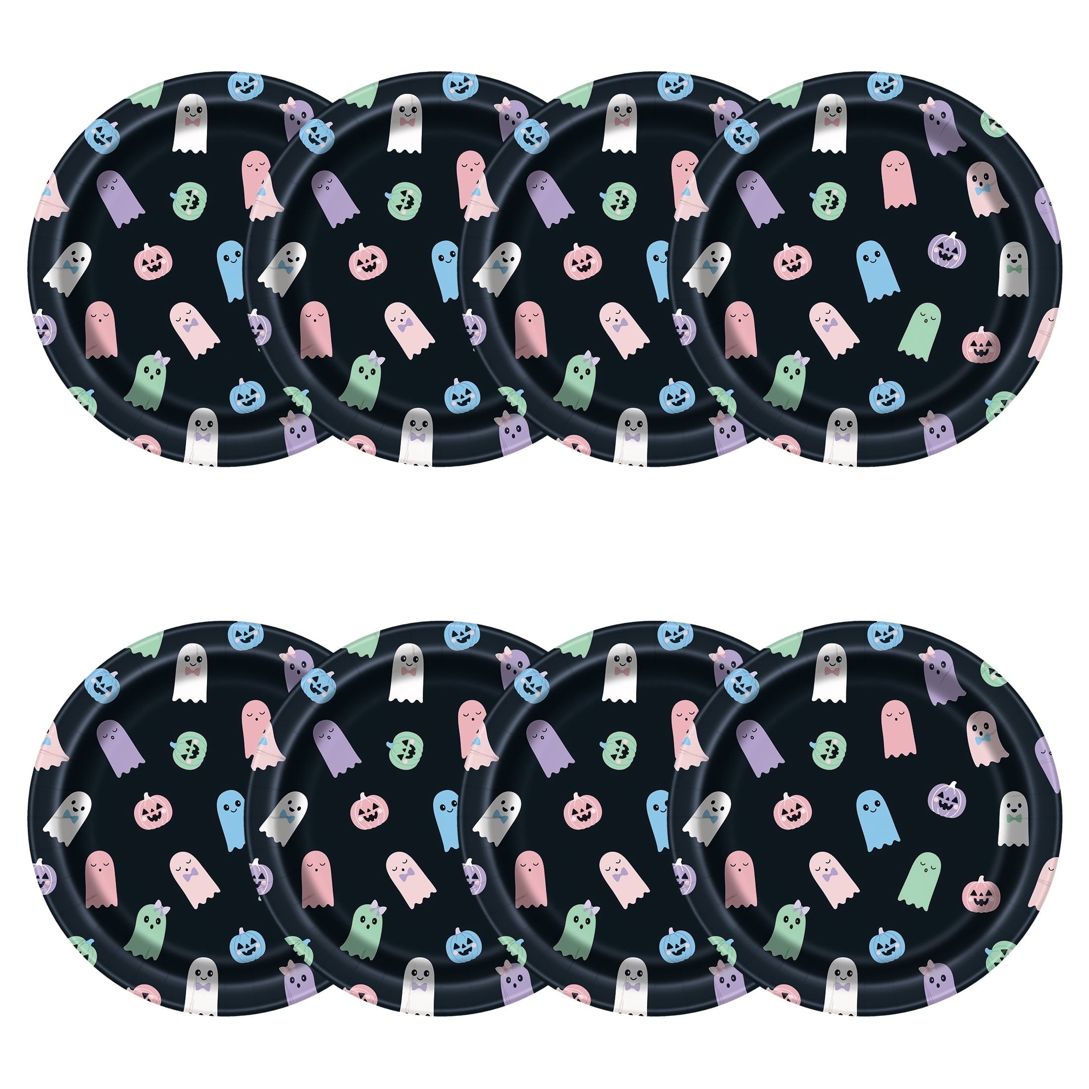Cute Ghosts Disposable Paper Plates, Multicolor, 8.5", 8 Count, Halloween by Way To Celebrate