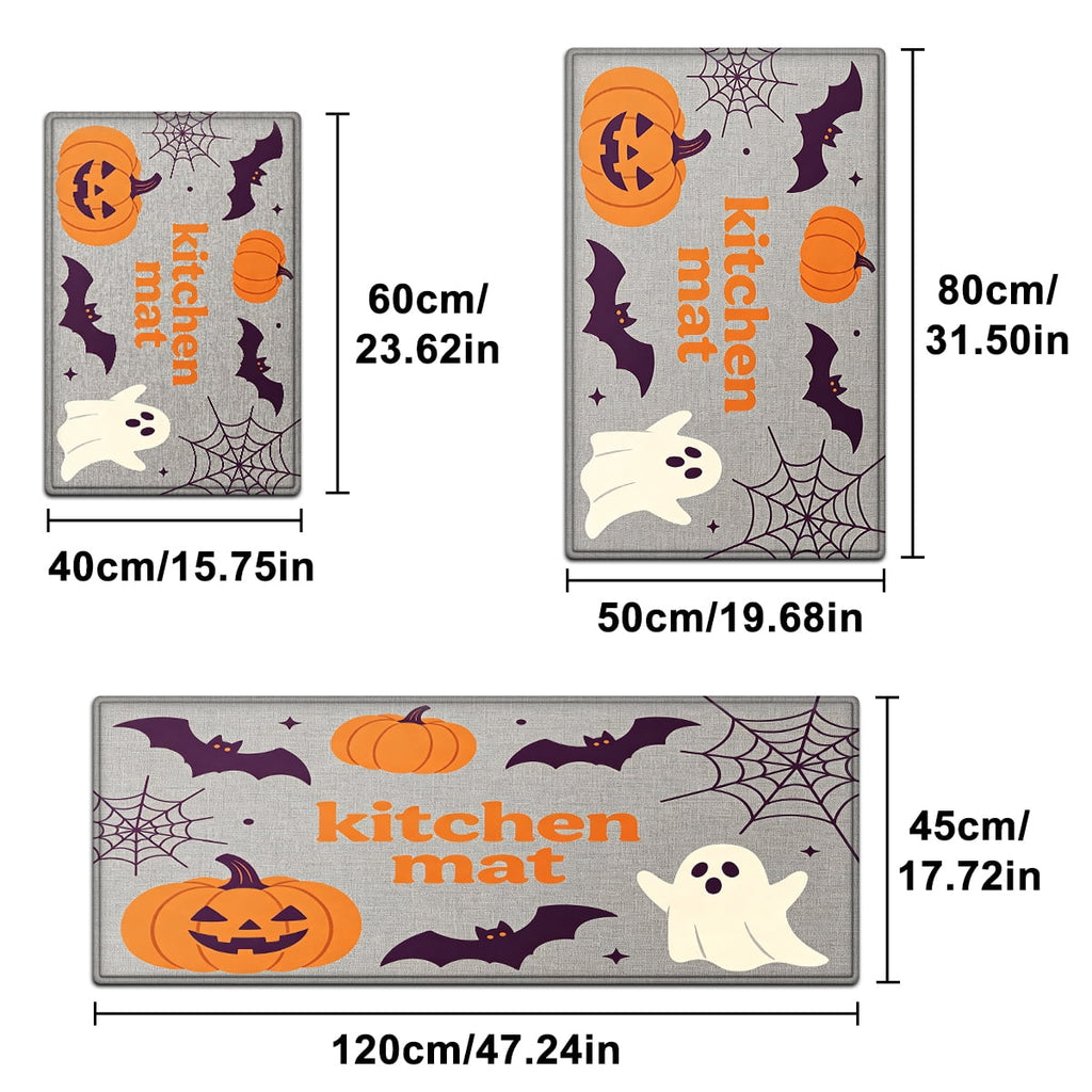 YIMEIS Halloween Pumpkin Lanterns 3Pcs Flannel Mat and Kitchen Rugs Set,Soft Non-slip,Perfect for Home Bathroom