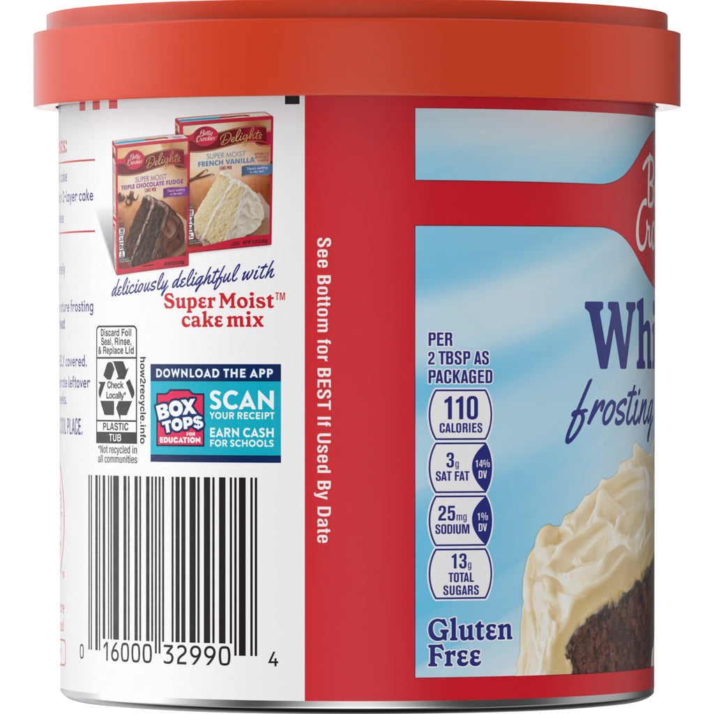 Betty Crocker Whipped Butter Cream Frosting, Gluten Free, 12 oz