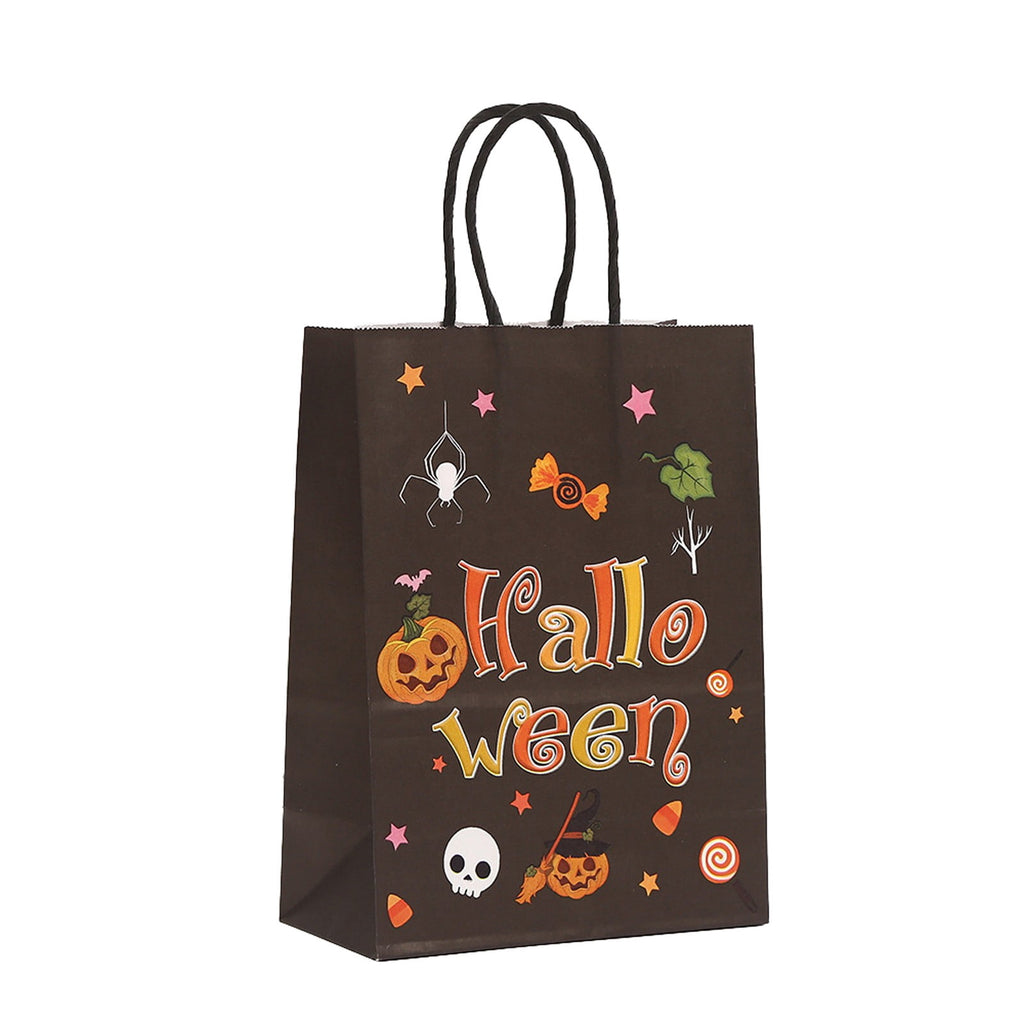 Halloween Cute Ghost Paper Gift Bags with Handles,Trick or Treat Candy Bags for Pumpkin Candy Goodie Present Bags, Festive Halloween Party Favor Bags Gift Holders for Gifts Treats(A)