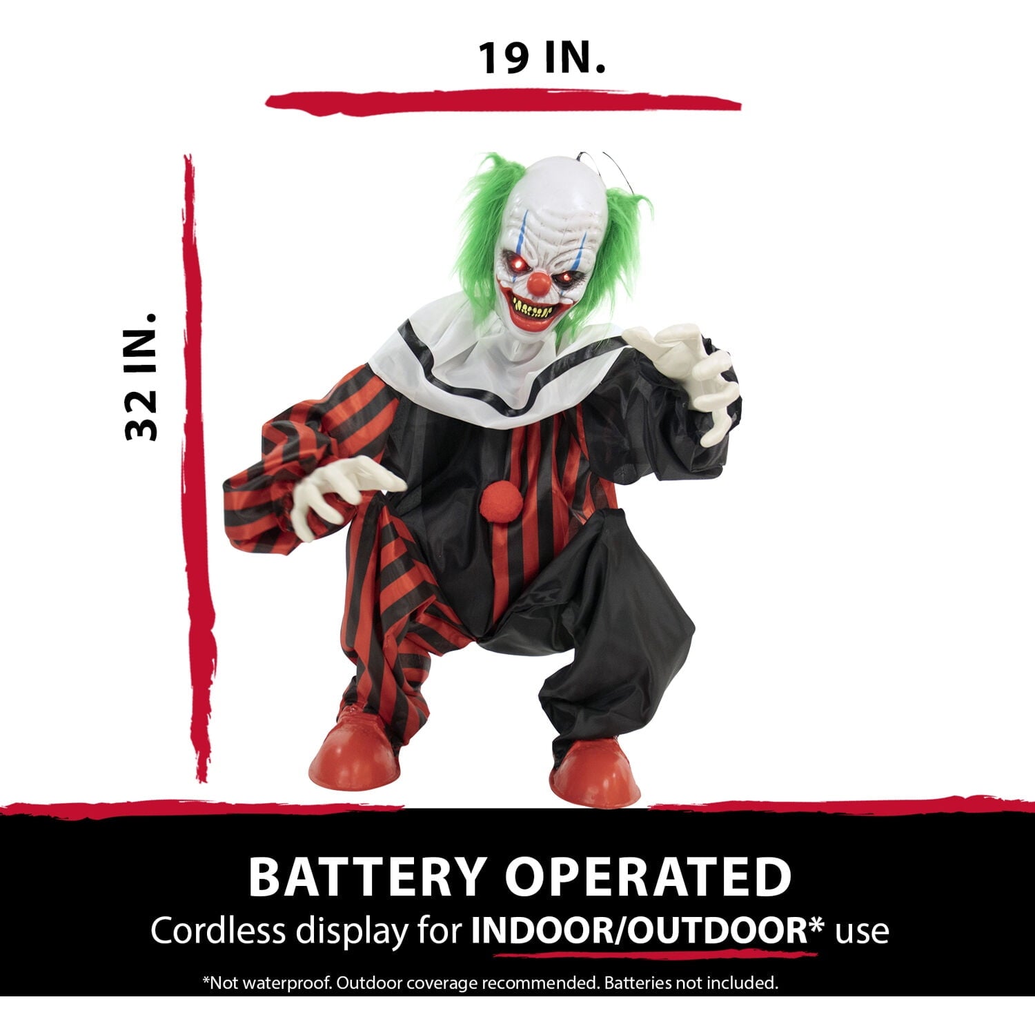 Haunted Hill Farm 1.8 ft Groundbreaker Clown-Vile, Halloween Decoration, Multi-Color, HHFJCLOWN-2LSA