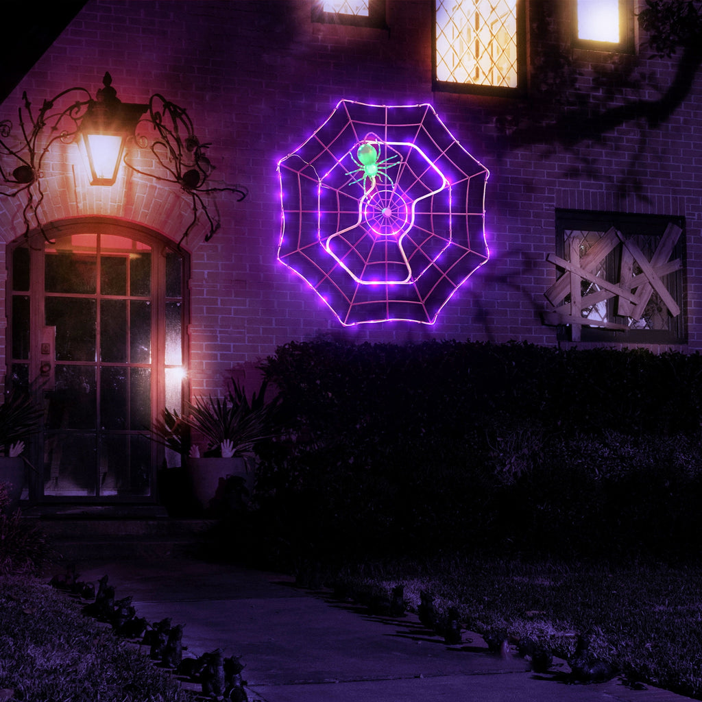 Mr. Halloween 4 ft. Outdoor Animated Spider Web - Purple Web