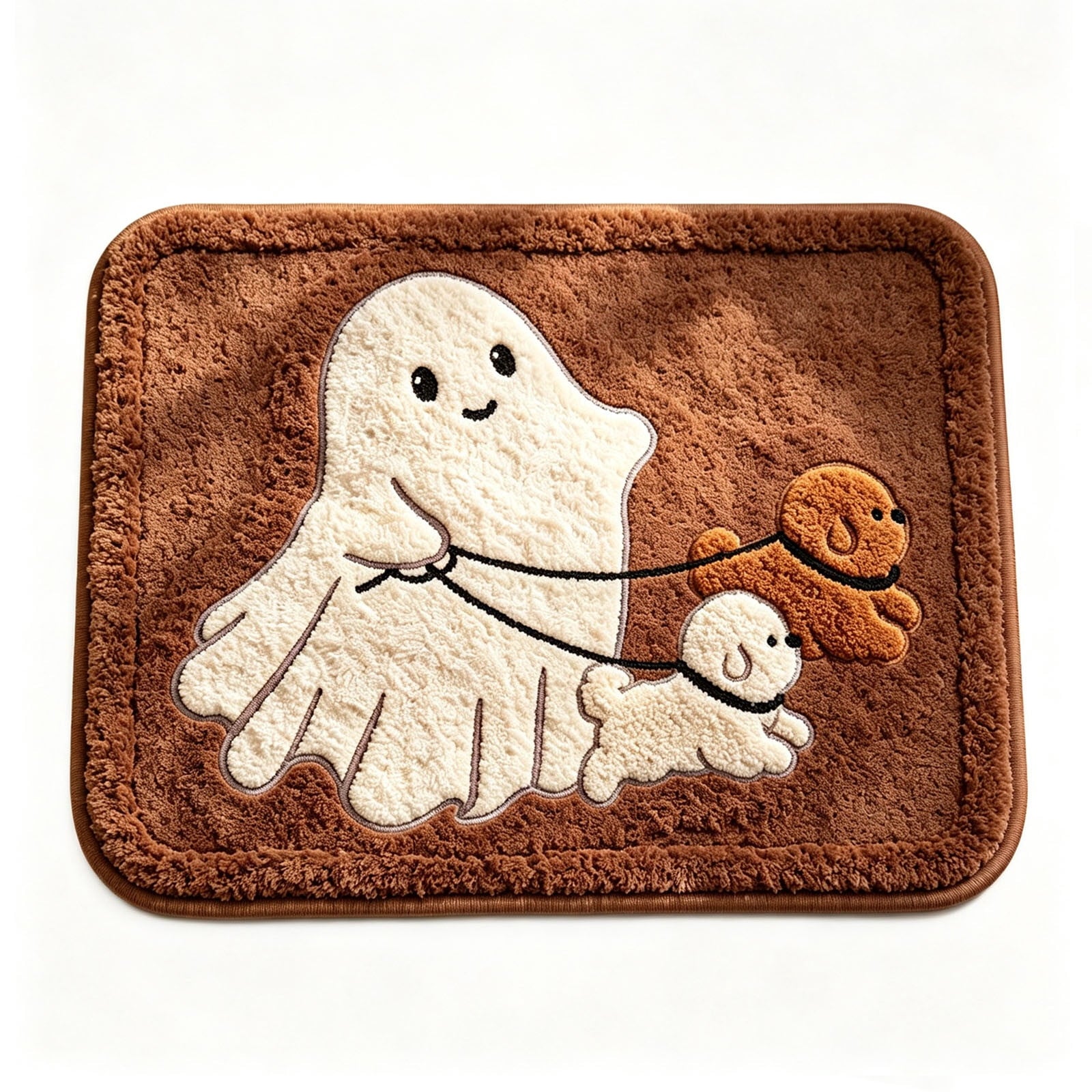 BZPIZ Halloween Door Mat for Front Door, 15.75"×23.62" Cute Ghost with Dogs Doormat Outside Entrance, Ghost Fall Decor for Porch and Entryway, Indoor & Outdoor Use