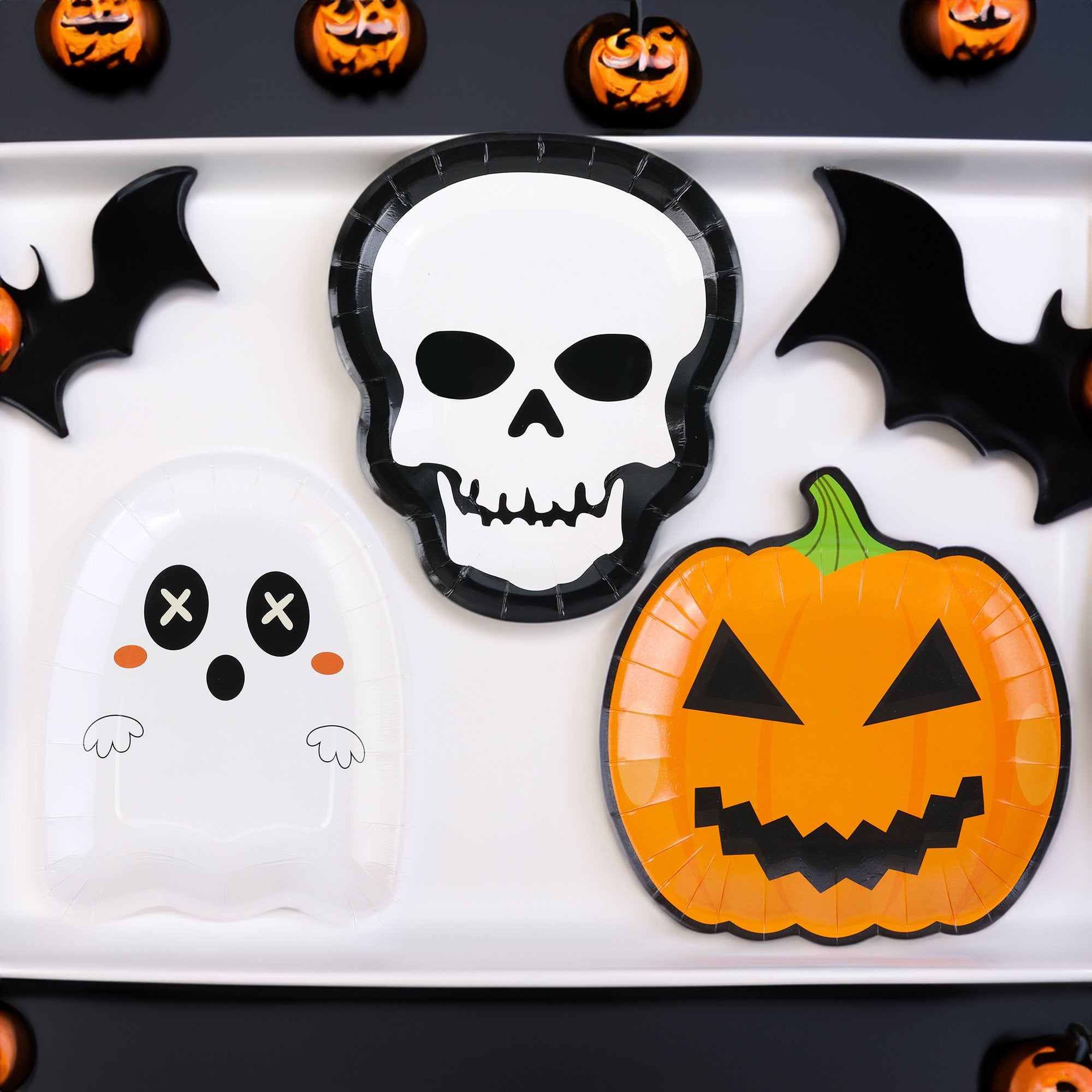 25Pcs Halloween Pumpkin Plates, Disposable Paper Dessert Plates Tableware Party Supplies for Halloween Party Decorations