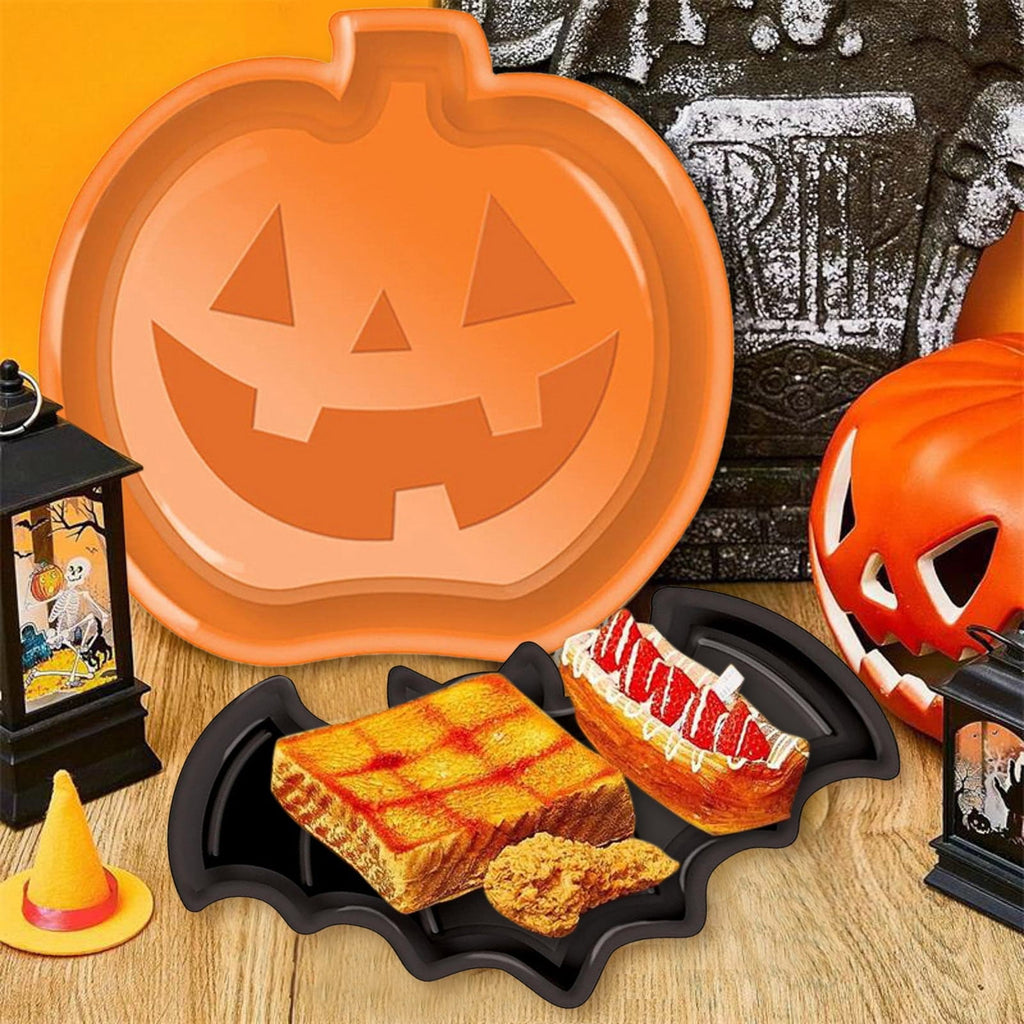 Halloween Serving Trays Set of 3 Pumpkin Ghost Bat Candy Snack Platters Farmhouse Trays for Party Decor Dessert Plates