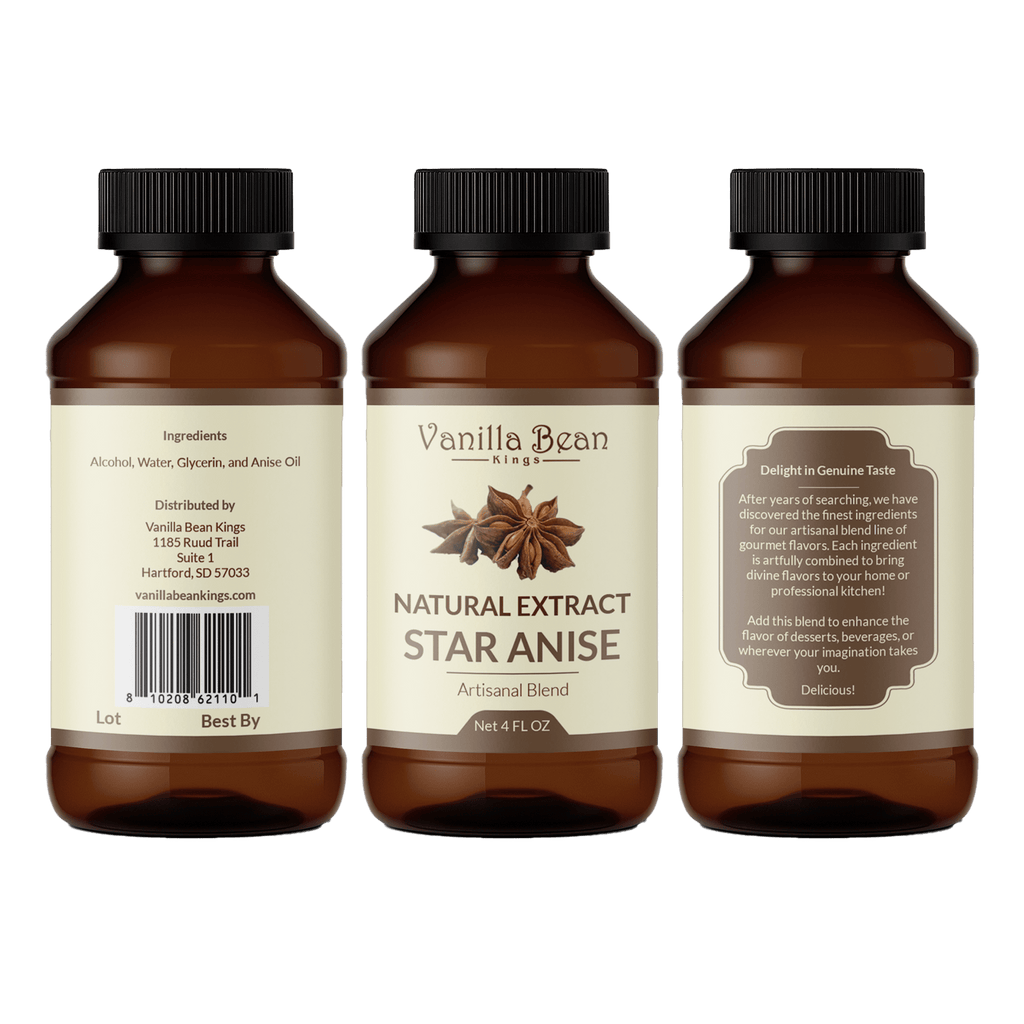 Pure Star Anise Extract for Baking and Flavoring - 4 OZ - Natural Flavors for Baked Goods, Desserts, & Cooking