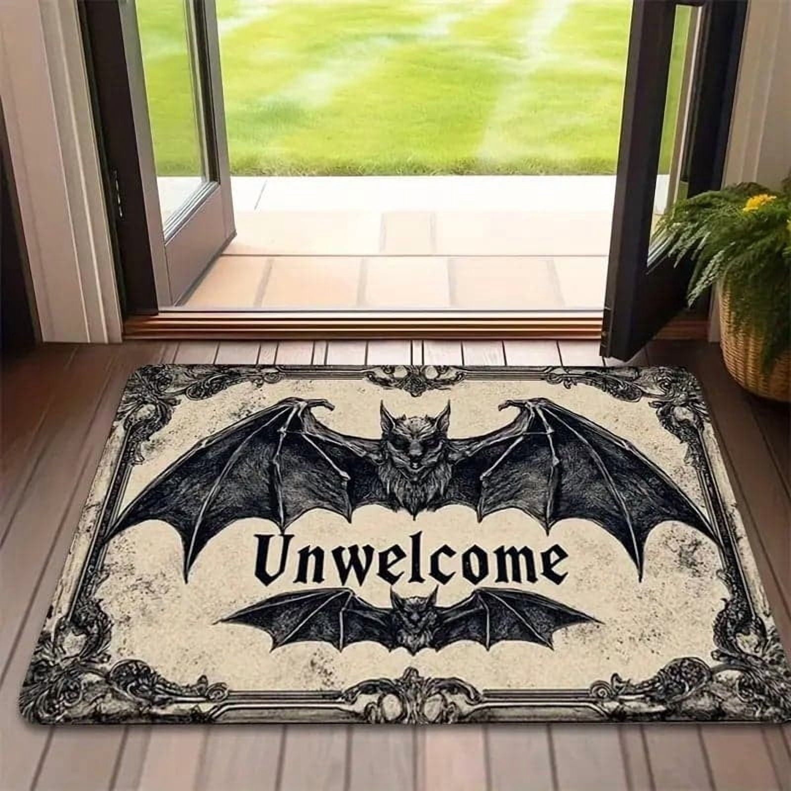 Rvkxad Gothic Halloween Doormat, Scraper Style Entry Door Mat, Coir Welcome Mat for Porch Entrance Kitchen Floor