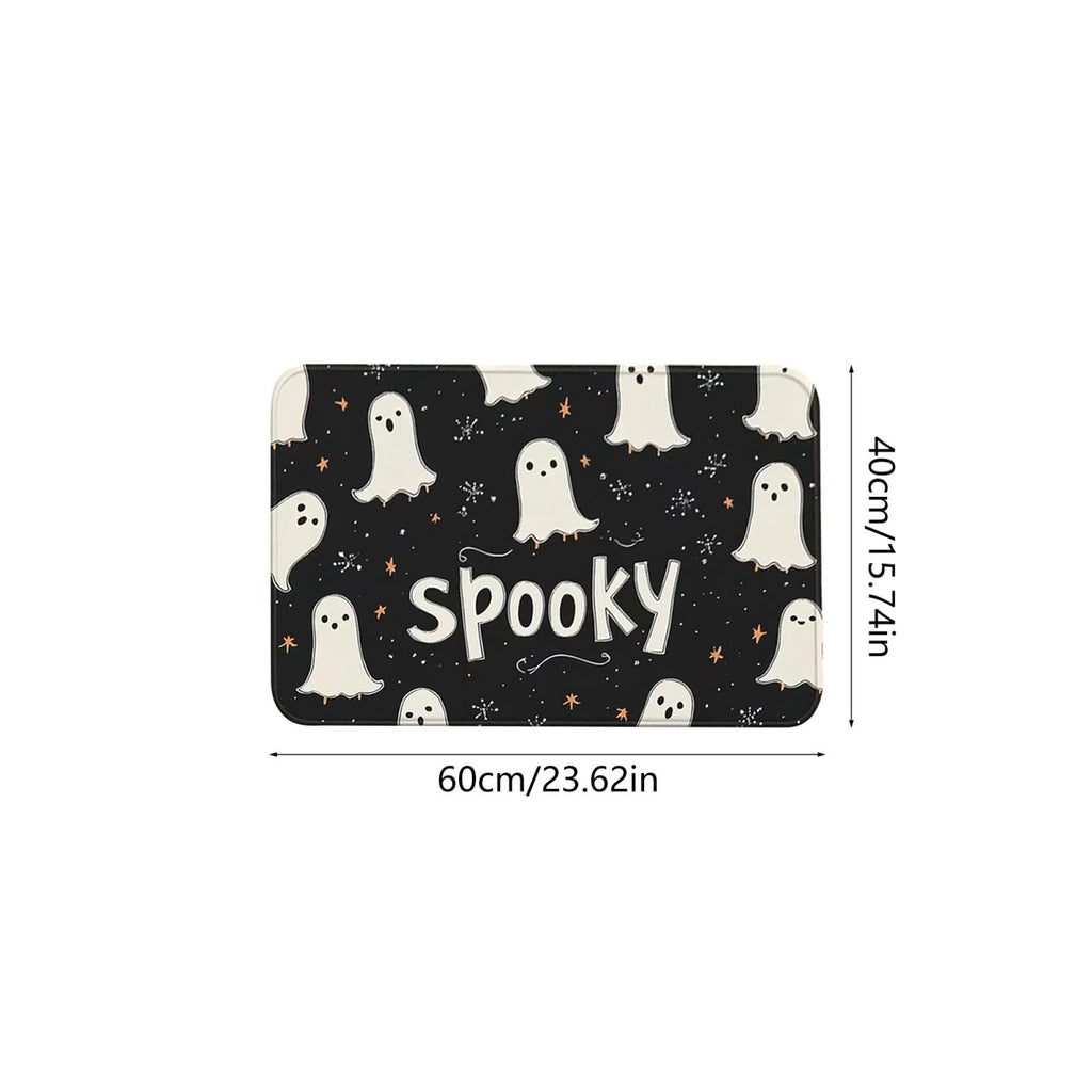 Halloween Wreath Shaped Rugs, Soft Indoor Mat for Entryway, Kitchen, Halloween Party, Pumpkin Witch Spooky Home Decor, 23.62x15.75 Inches