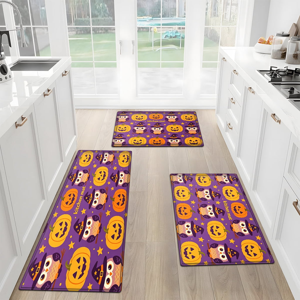 CCTFS Halloween Pumpkin Bat Candy 1Pc Flannel Mat and Kitchen Rugs,Soft Non-slip,Perfect for Home Bathroom