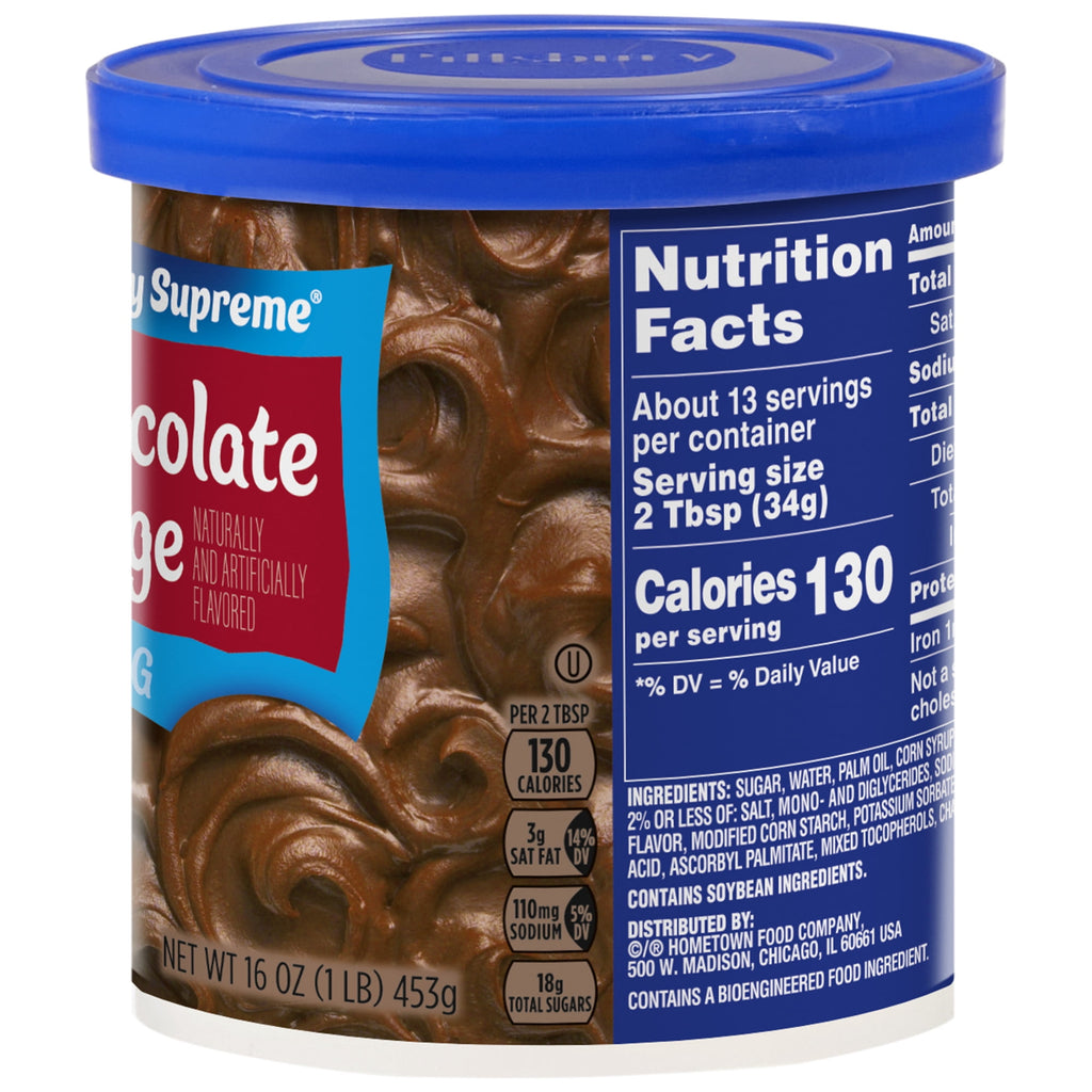 Pillsbury Creamy Supreme Chocolate Fudge Flavored Frosting, 16 oz Tub