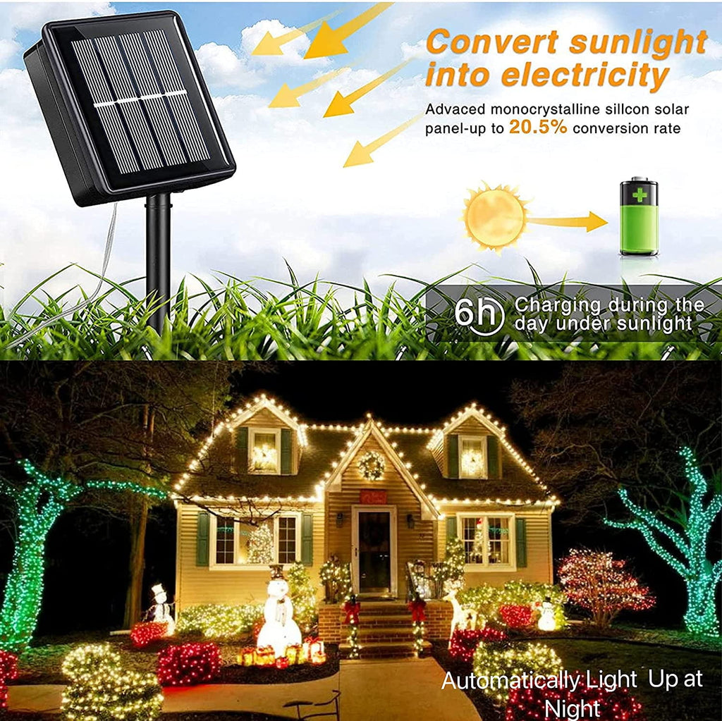 Purple Solar Fairy Lights Outdoor Waterproof, 4 Packs Each 33ft 100 LED Solar String Lights, 8 Modes Silver Wire Solar Twinkle Lights for Halloween Christmas Patio Garden