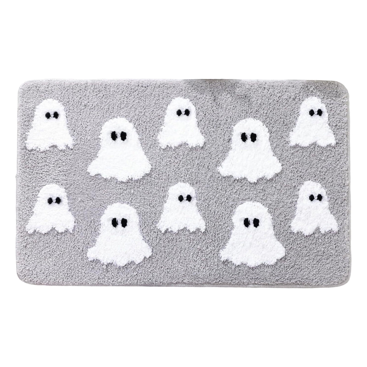 Halloween Doormat Ghost Bath Mat 23.6x15.7in Secure-Grip Absorbent Soft Faux Fur Rug for Bathroom Bedroom Living Room Decor by OVFUIZ