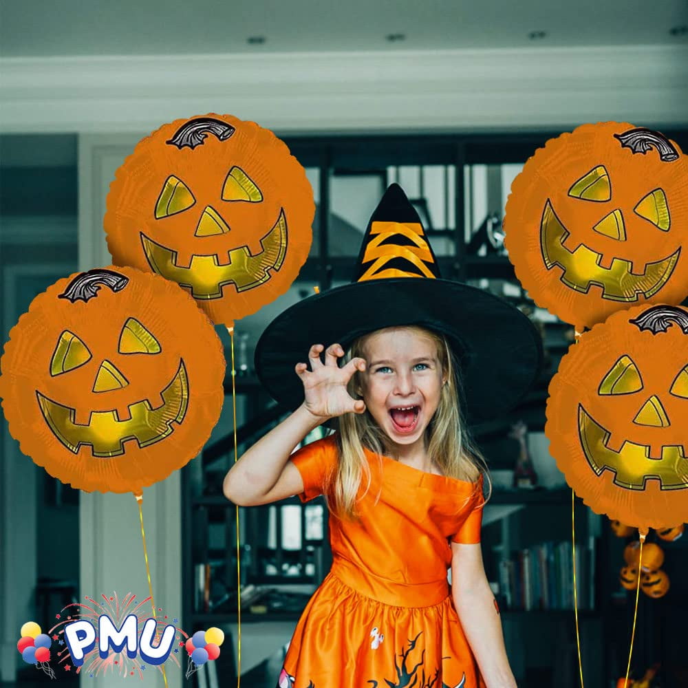 PMU Halloween Party Decoration "Happy Halloween" Jack Faces Aglow 18 Inch Mylar-Foil Balloon (1pkg) Pkg/1
