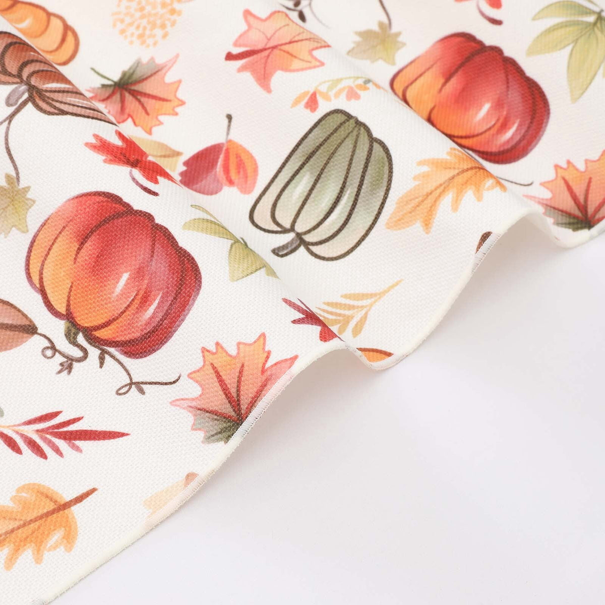 OVZME Joyce Fall Leaves Table Runner for Kitchen Dining Table, Thanksgiving Autumn Printed Harvest Pumpkins Maple Leaves for Halloween Holiday Home Decorations, Water-Proof, Washable, 13" W x 90" L