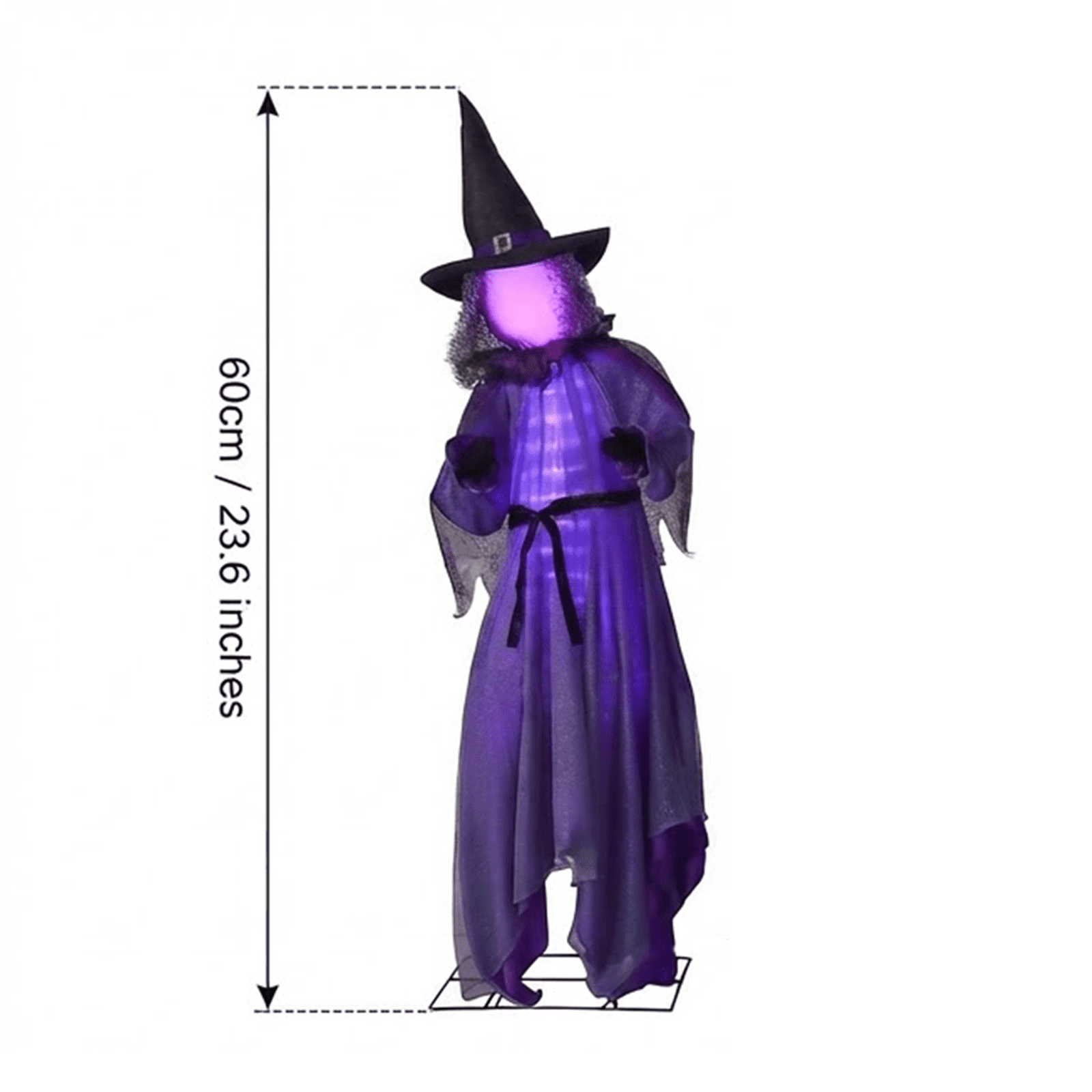 Halloween Lit Animated Witches, Halloween Purple Witch Decorations with 30 LED Lights, Cloth Hanging Decor for Porch Entryway Yard Party