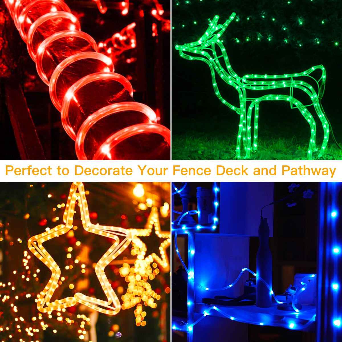 39FT 100 LEDs Rope Lights, 16 Colors Changing Lights with Remote, USB Powered Clear Tube Fairy Light Waterproof for Wedding Christmas Party Indoor Outdoor Decorations