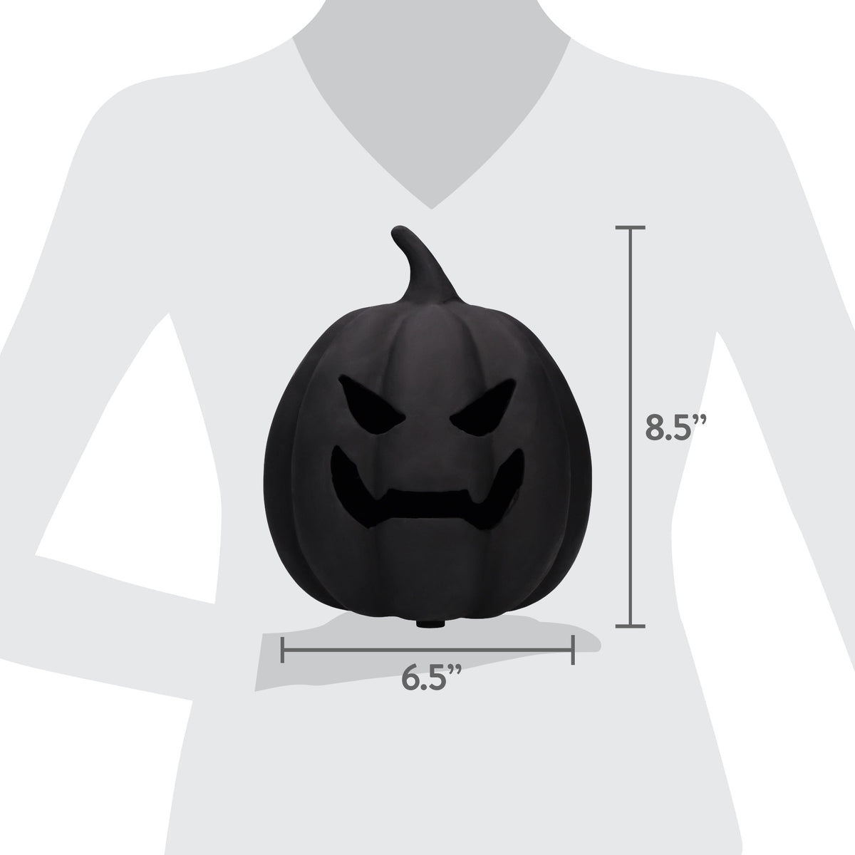 Paper Mache Jack-o'-Lantern Decoration, Black, 8.25", Halloween by Way To Celebrate